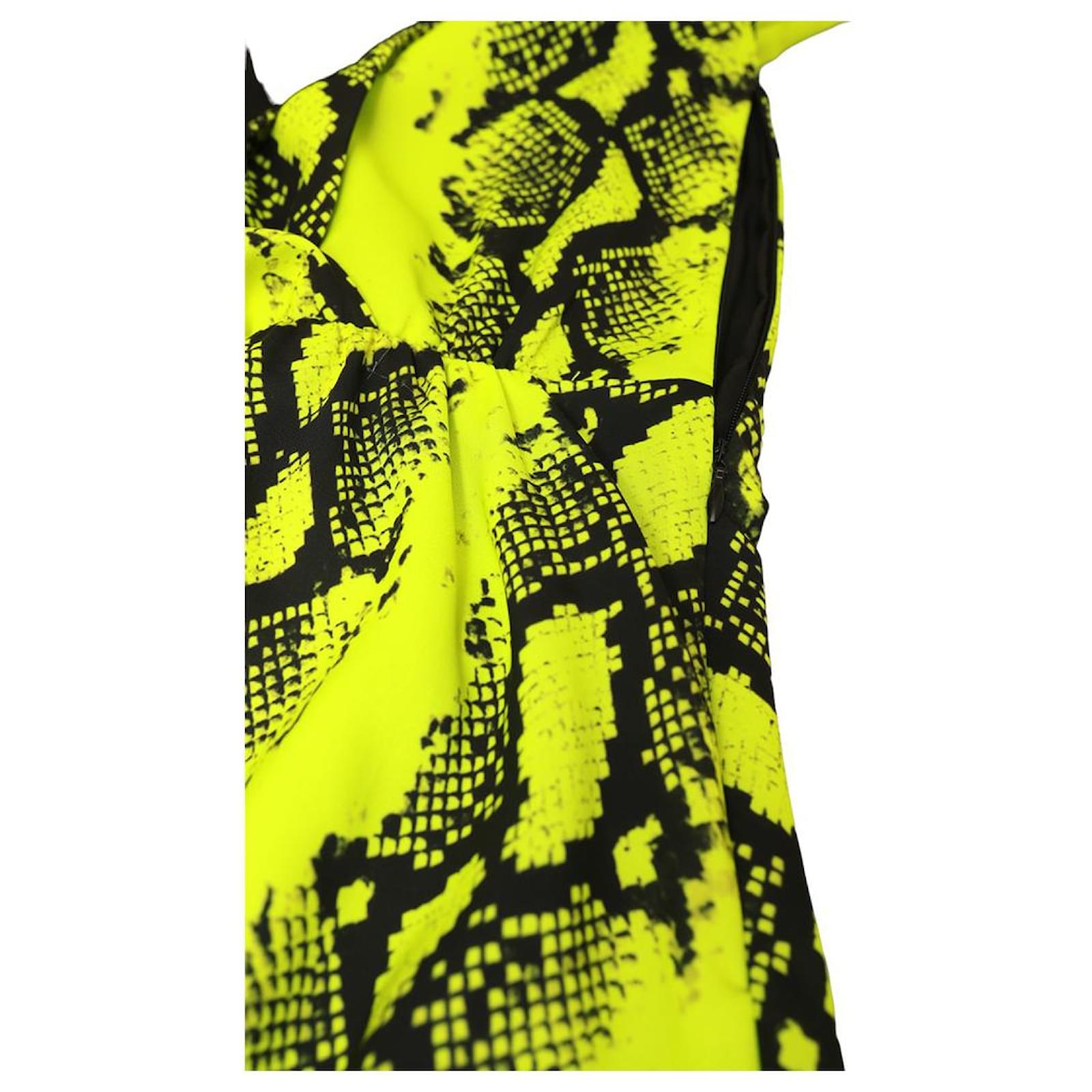 off white neon green dress Neon Green Off-shoulder Ruched Ruffle Dress