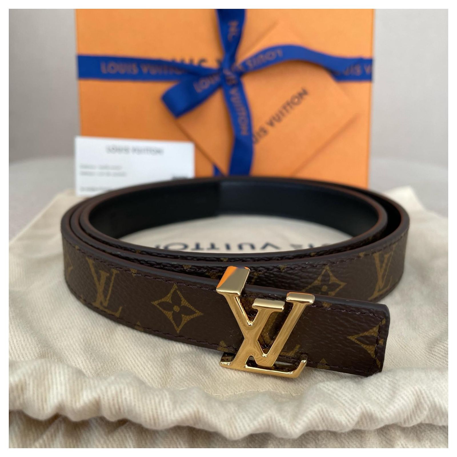 Louis Vuitton LV Iconic Belt 20 mm Reversible Brown Cloth 