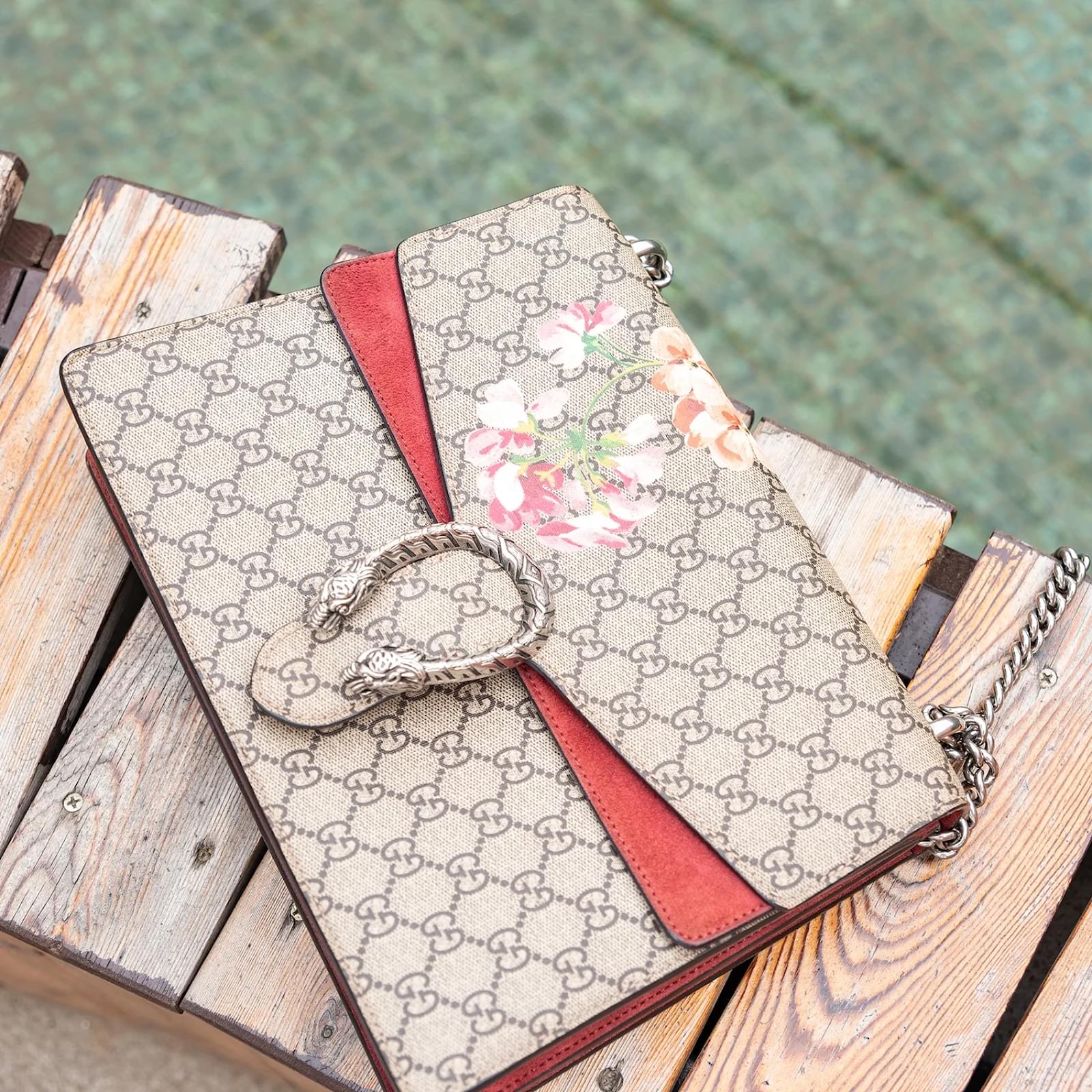 Gucci Medium GG Supreme Blooms Dionysus Shoulder Bag Brown Cloth