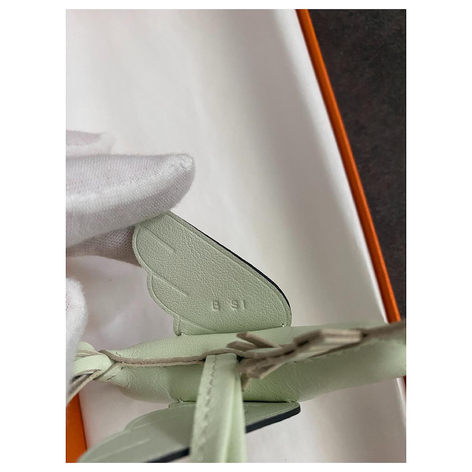 Hermès Hermes Pegase Rodeo Bag Charm PM Vert Fizz White Lambskin