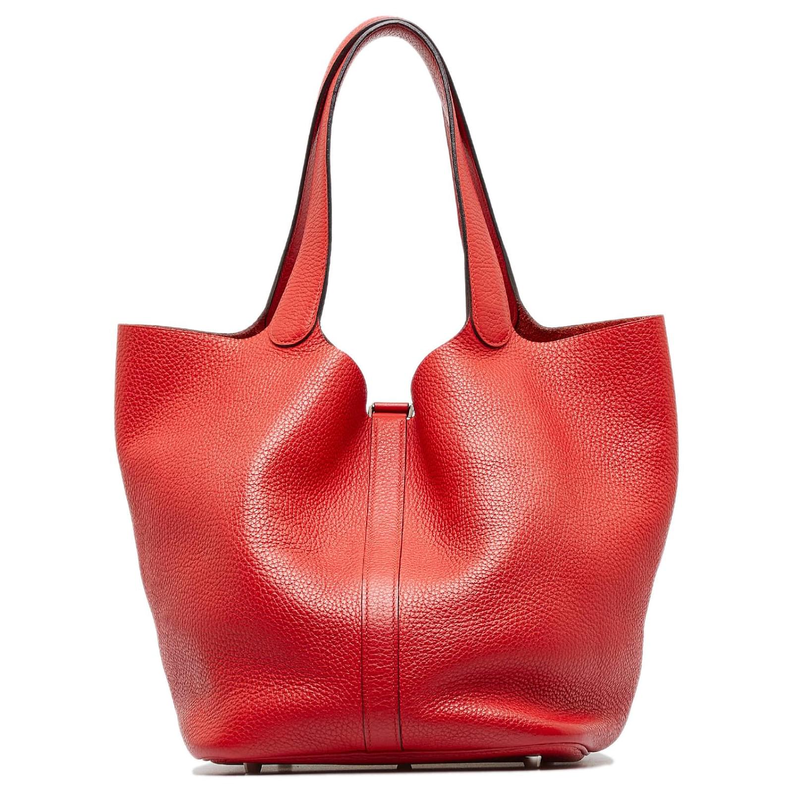 Hermès Hermes Red Clemence Picotin GM Leather Pony-style calfskin ref ...