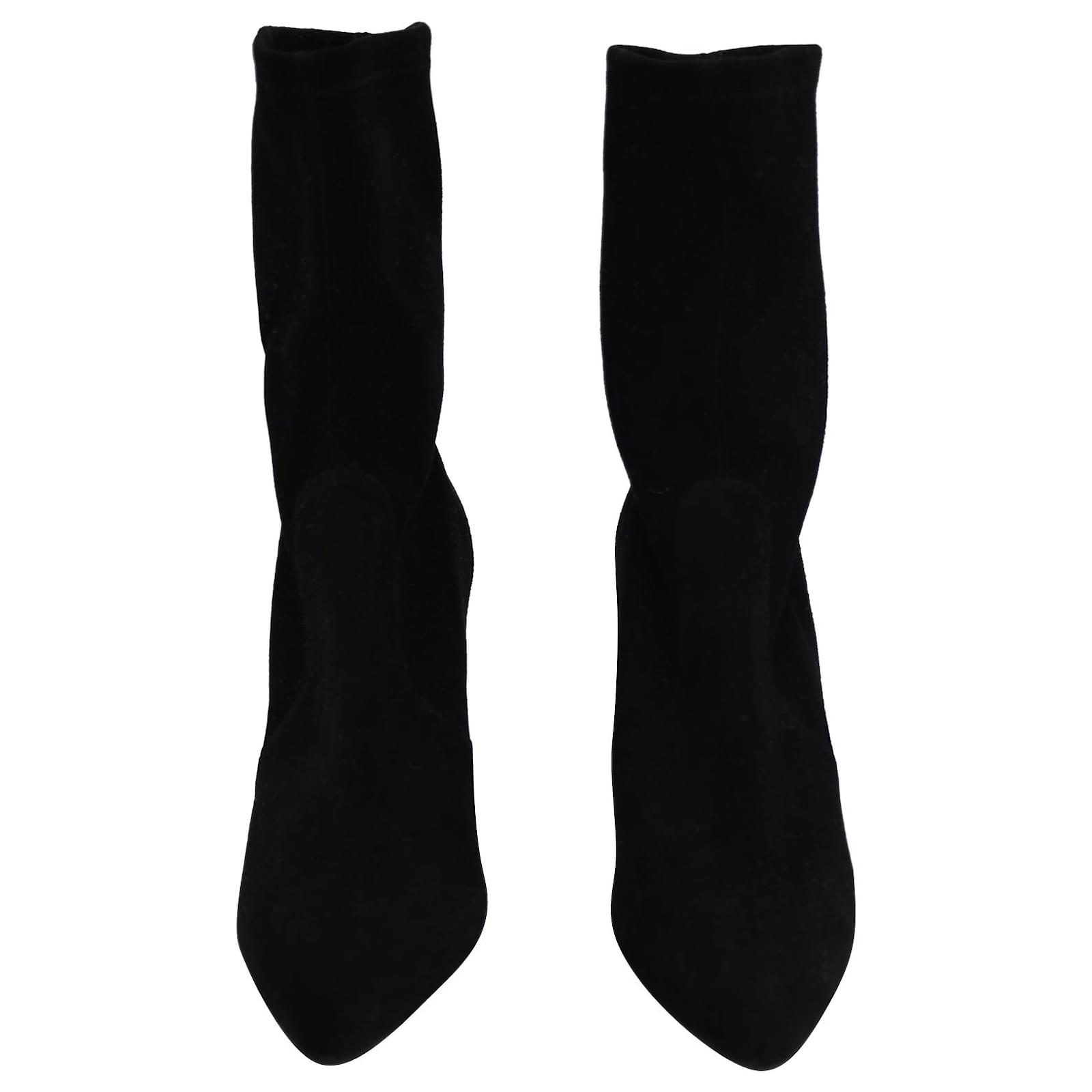 Sock Boots Pointed Toe Black Suede Booties Stuart Weitzman Pointed