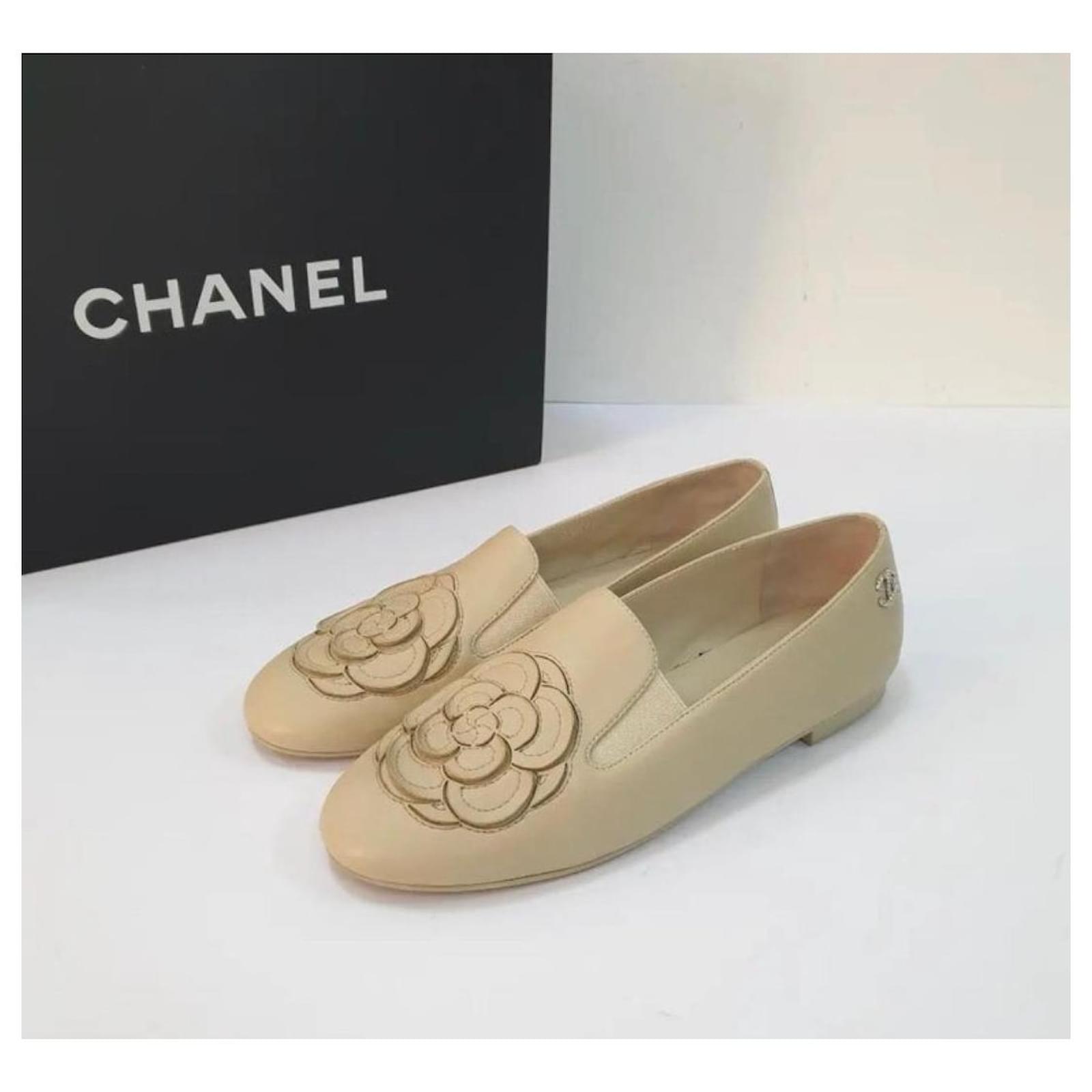 CHANEL, Shoes, Chanellambskin Quilted Cc Turnlock Loafers 395 Beige