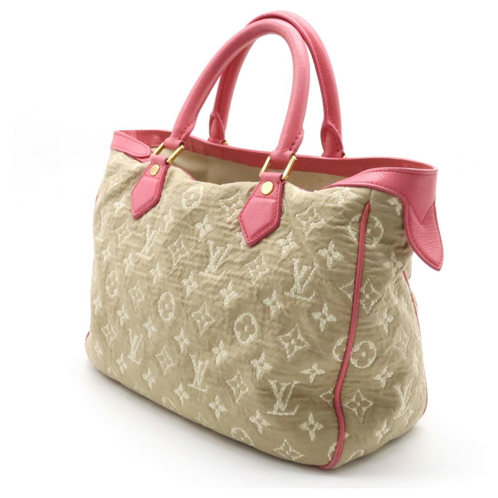 LOUIS VUITTON Monogram Sabbia Cabas MM Hand Bag Beige M93495 LV Auth 42529