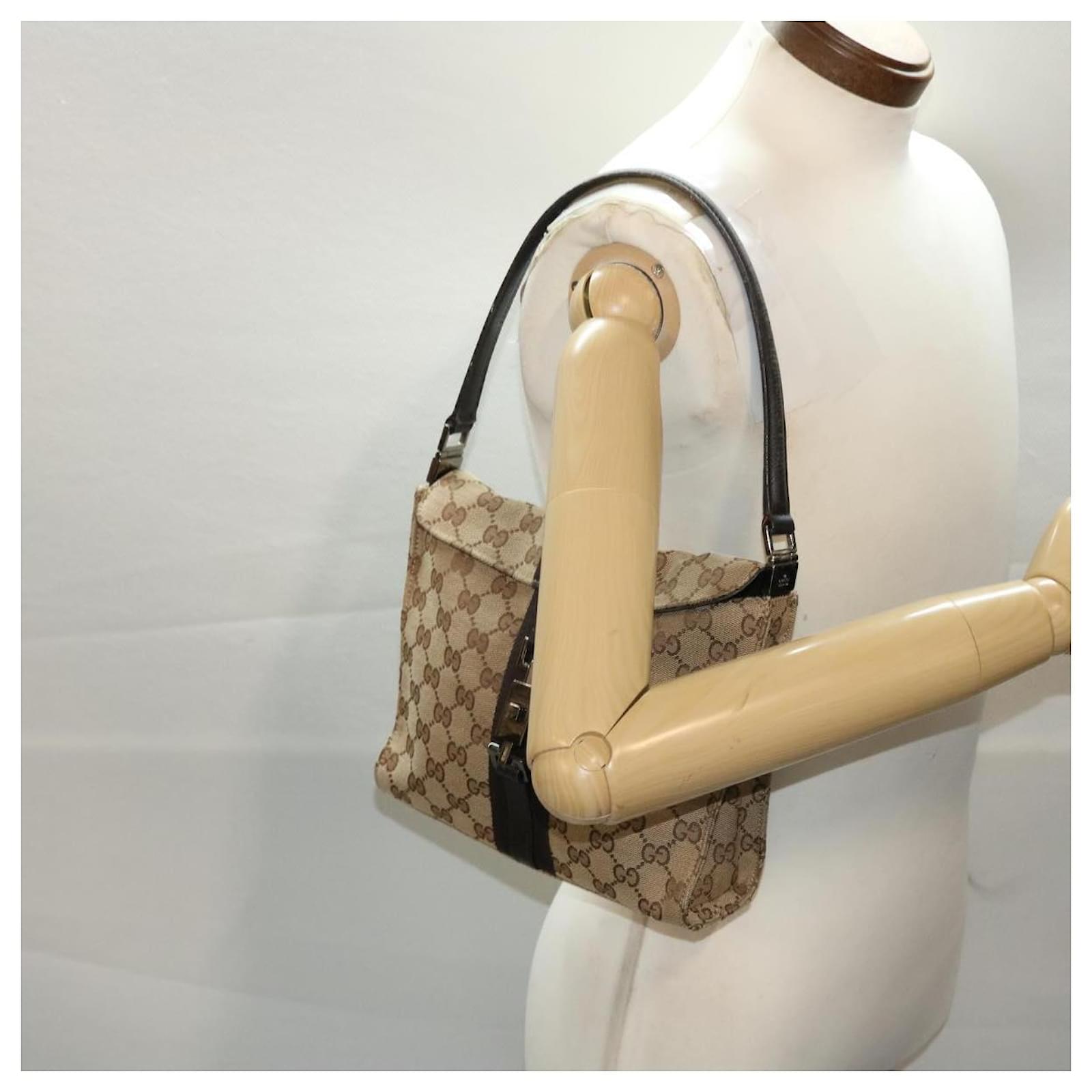 GUCCI GG Canvas Jackie Hand Bag Beige 001 3734 auth 49789