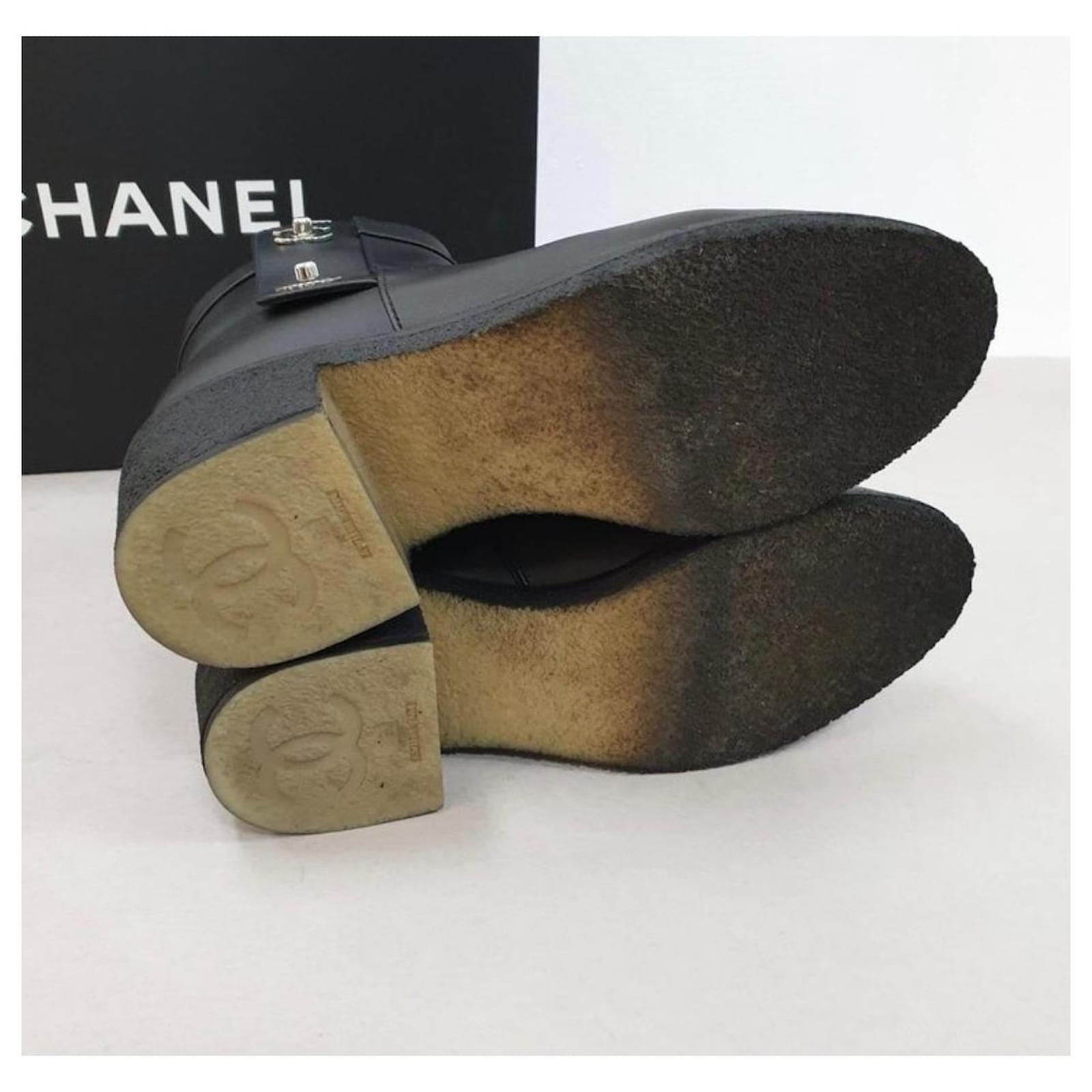 Chanel Suede Calfskin CC Turn Lock Clogs Size 6