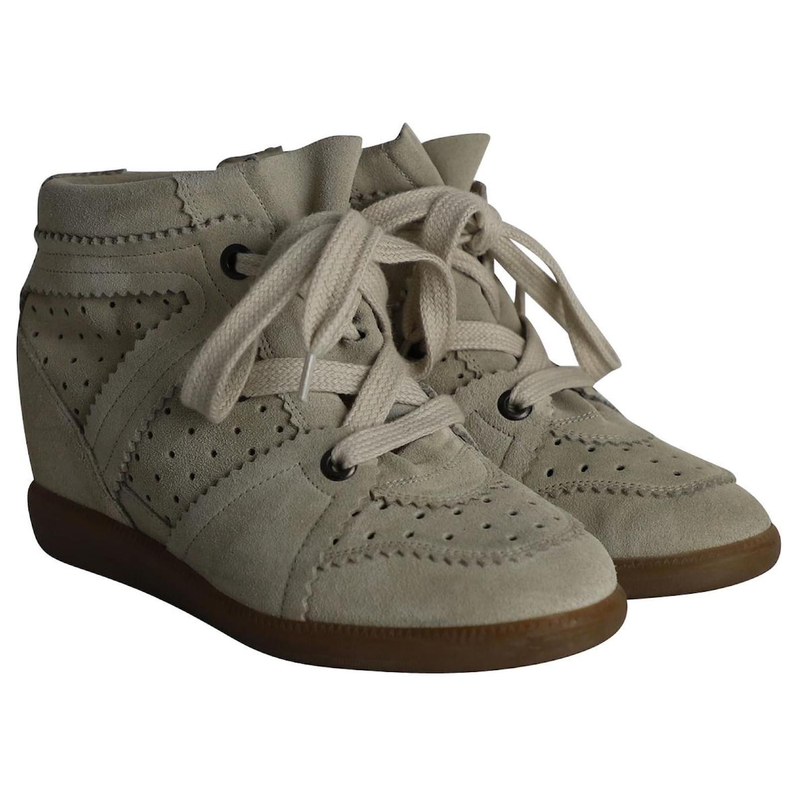 Denim Isabel Marant Bobby Suede Wedge Sneakers Isabel Marant Beige