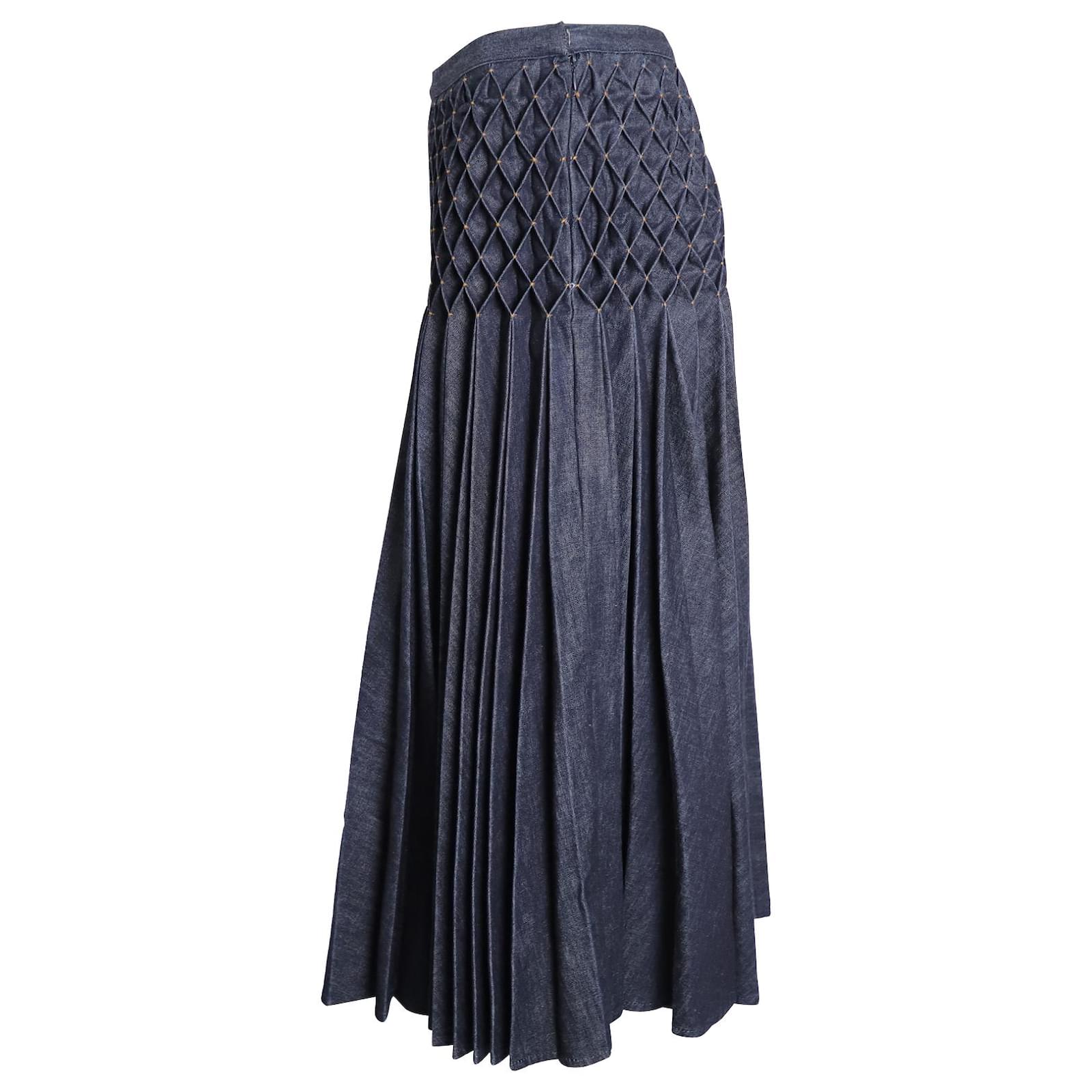 Dior pleated shop denim skirt