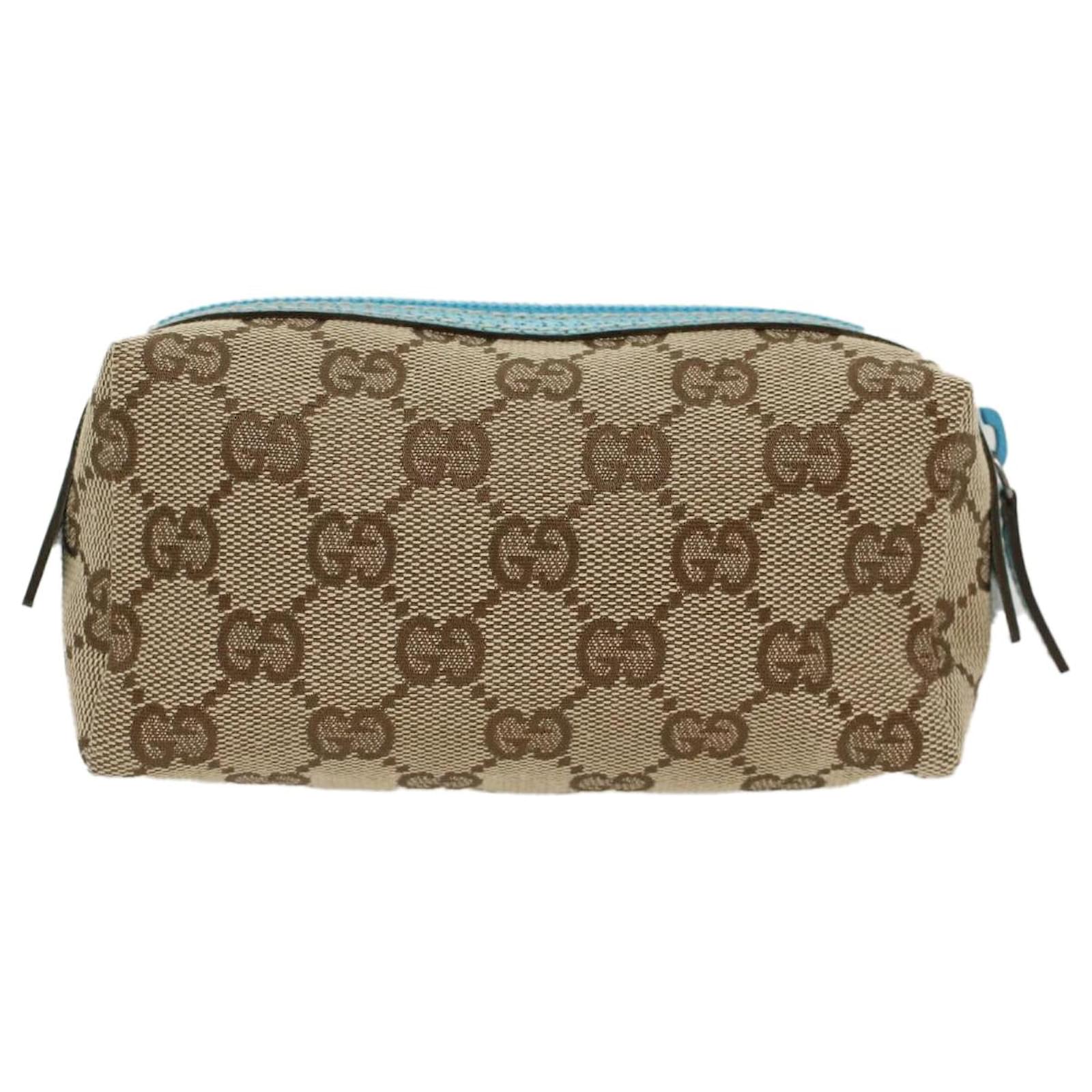 GUCCI GG Canvas Pouch Beige Light Blue 29596 Auth tb831 ref
