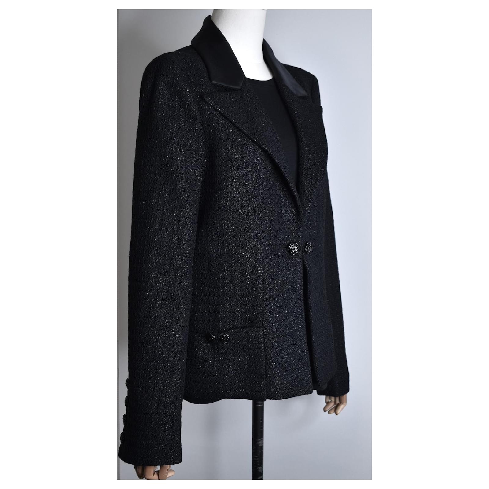 CHANEL Pre-Owned 2009 logo-buttons single-breasted cashmere coat - Black
