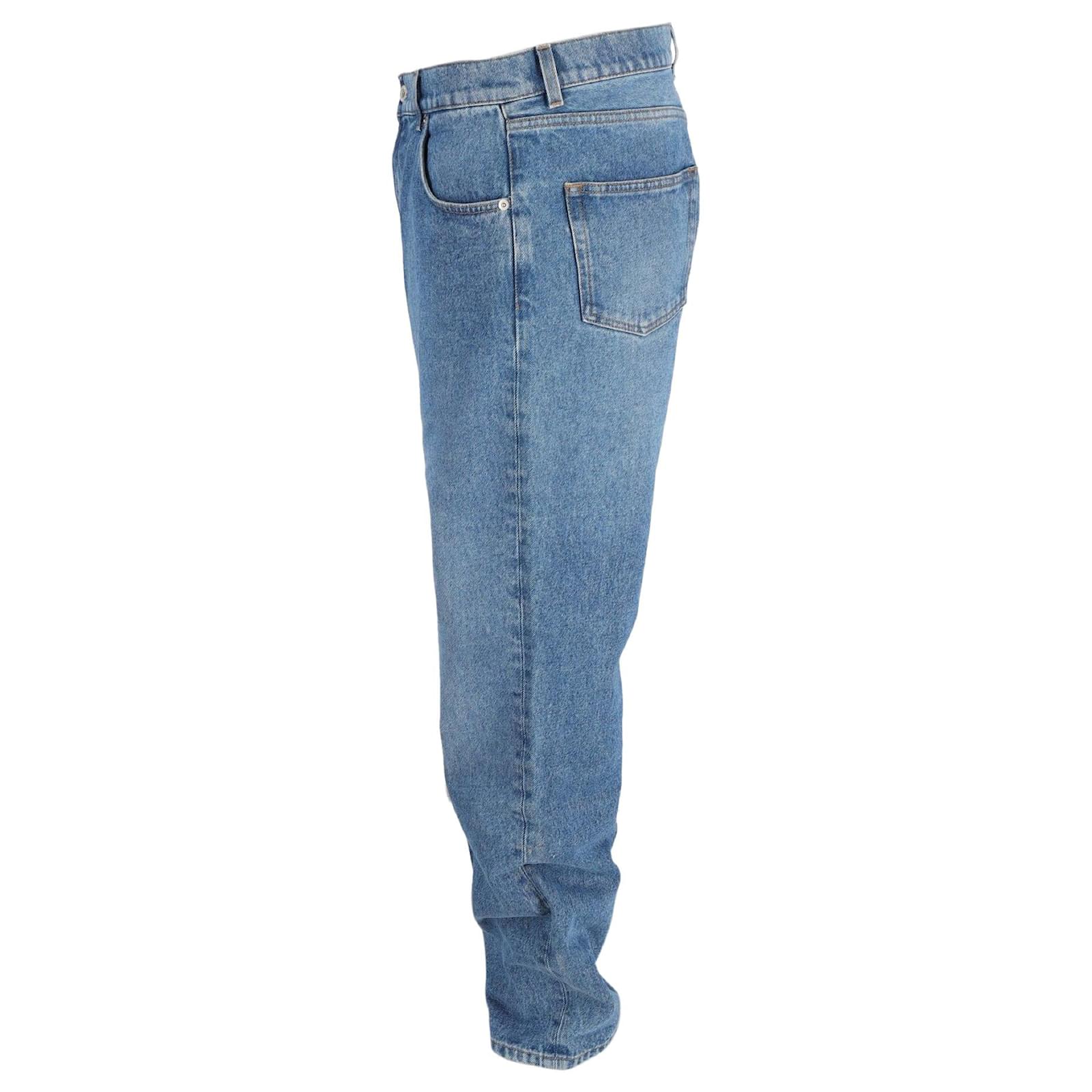 Loewe Denim Jeans with Anagram Leather Pocket in Blue Cotton ref