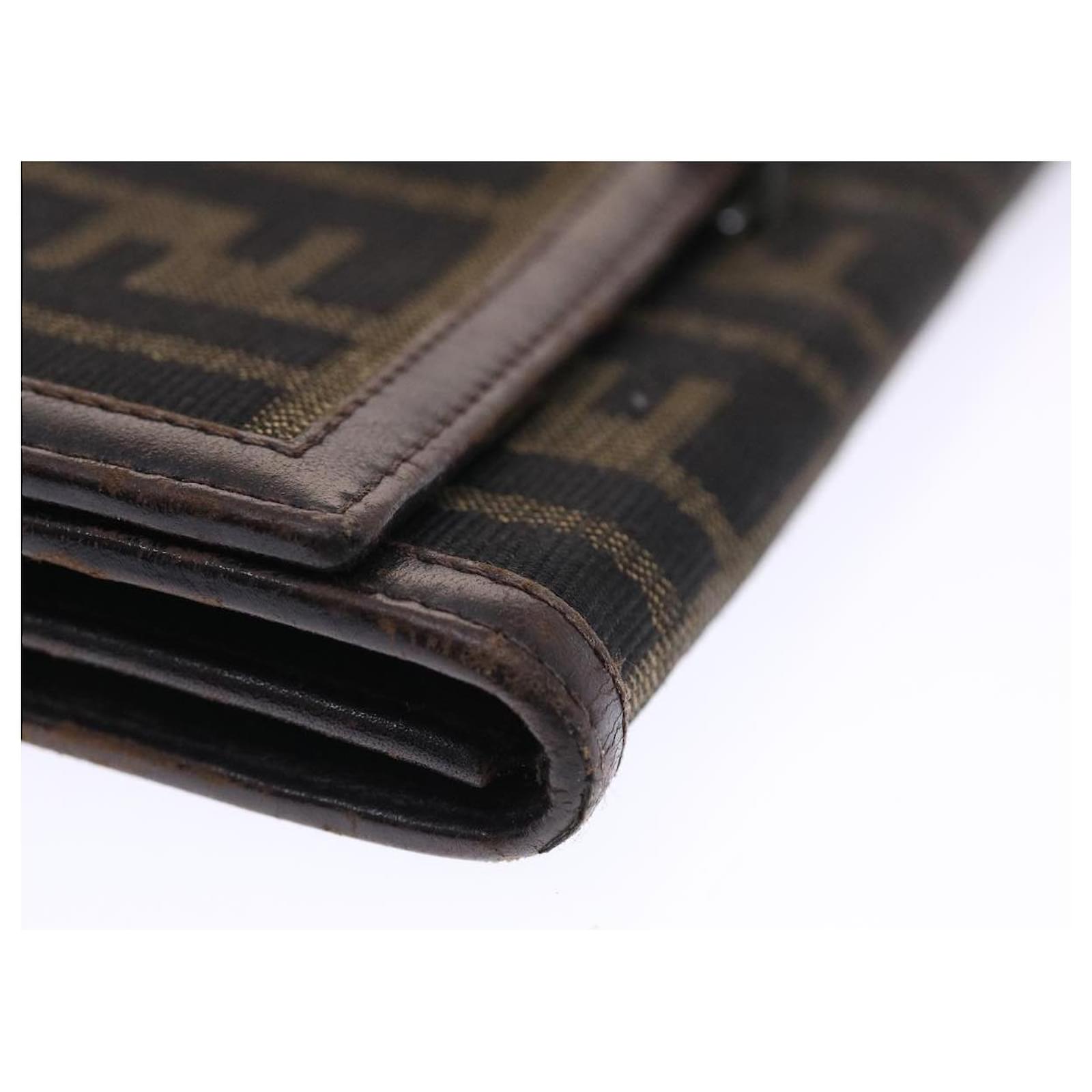 FENDI Zucca Canvas Long Wallet Black Brown Auth 50815 ref.1030599 - Joli  Closet