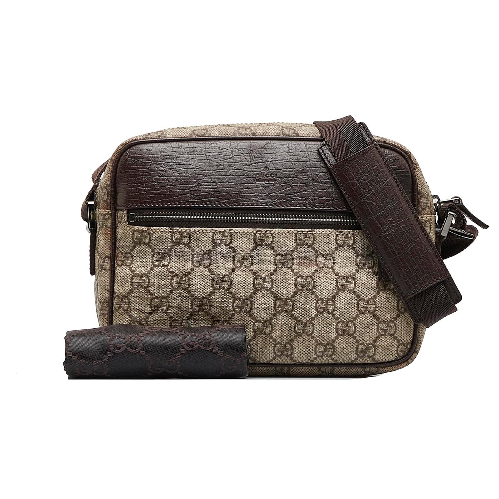 ショルダーバッグ GUCCI GG SUPREME FABRIC GG RETRO CROSSBODY BAG Gucci Brown GG Supreme Crossbody Beige Leather Cloth Pony