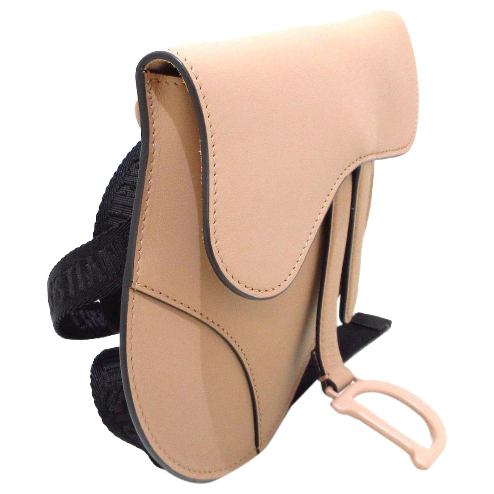 Dior Brown Ultra Matte Saddle Belt Pouch Beige Leather Pony-style calfskin  ref.950251 - Joli Closet