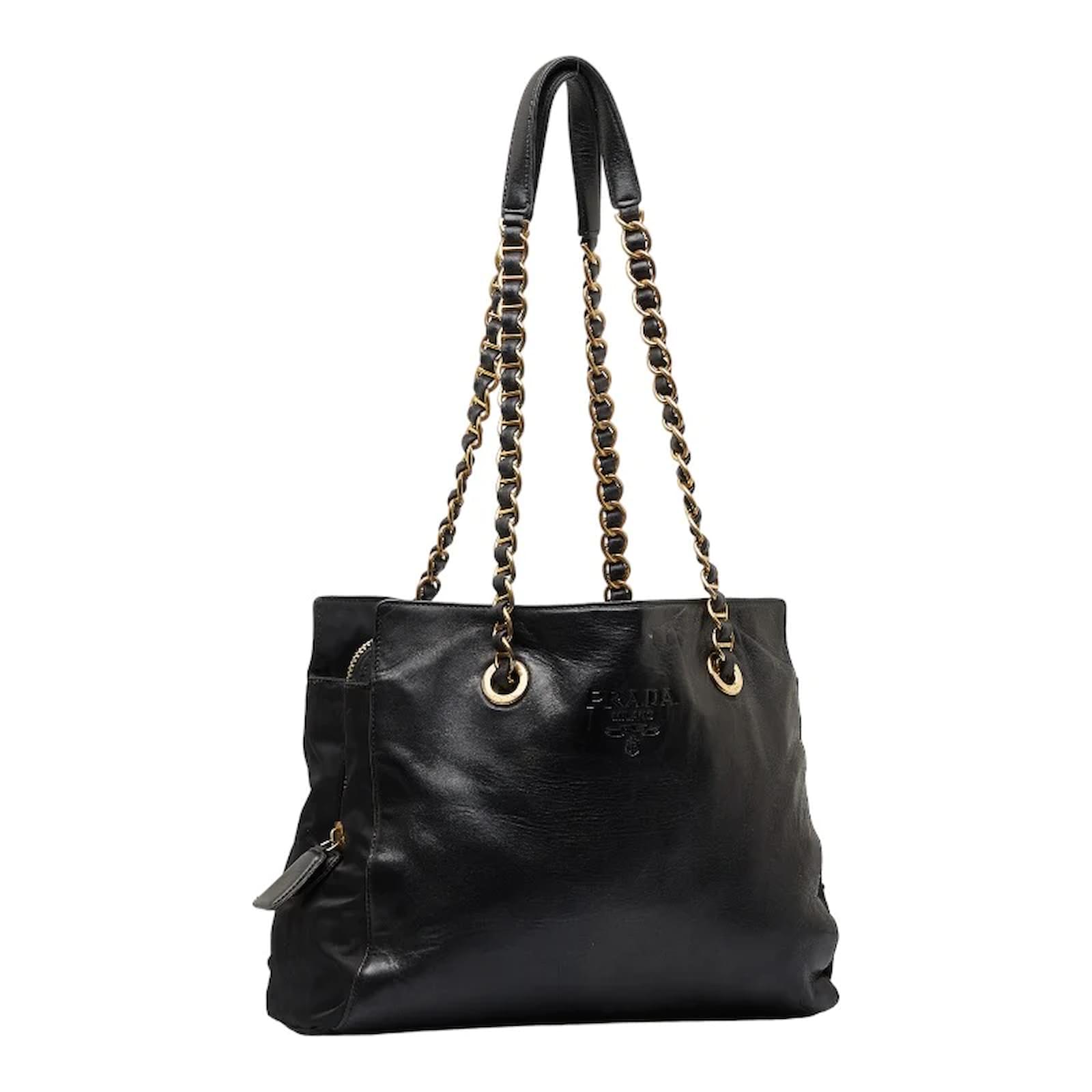 Prada black bag with gold chain hot sale