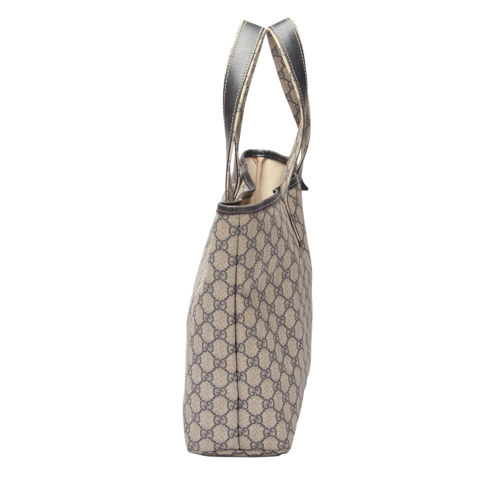 【GUCCI】GG SUPREME TOTE BAG Gucci GG Supreme Tote Bag Beige PVC Leather w/Storage Bag