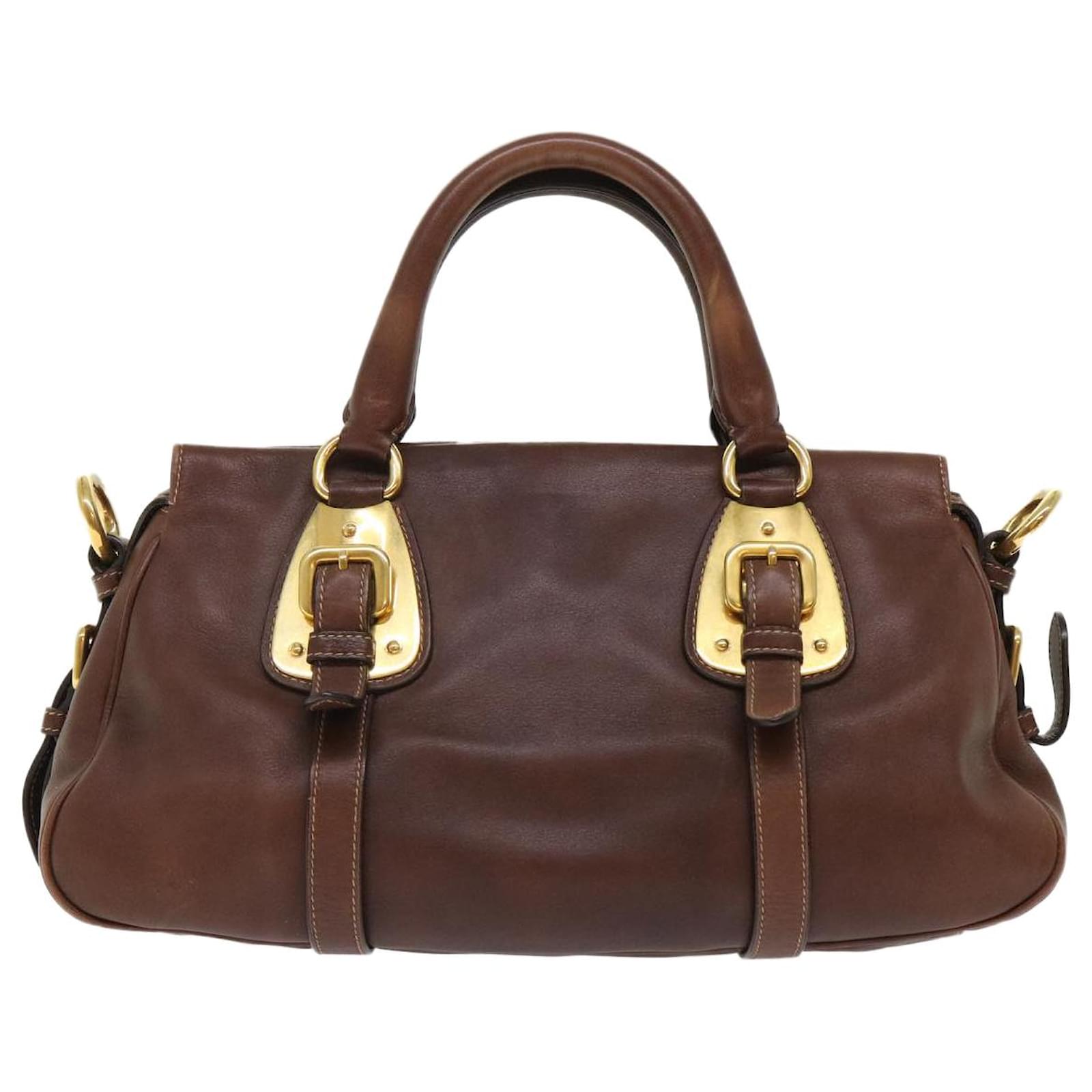 PRADA Hand Bag Leather 2way Brown Auth ki3278 ref.1031619 - Joli