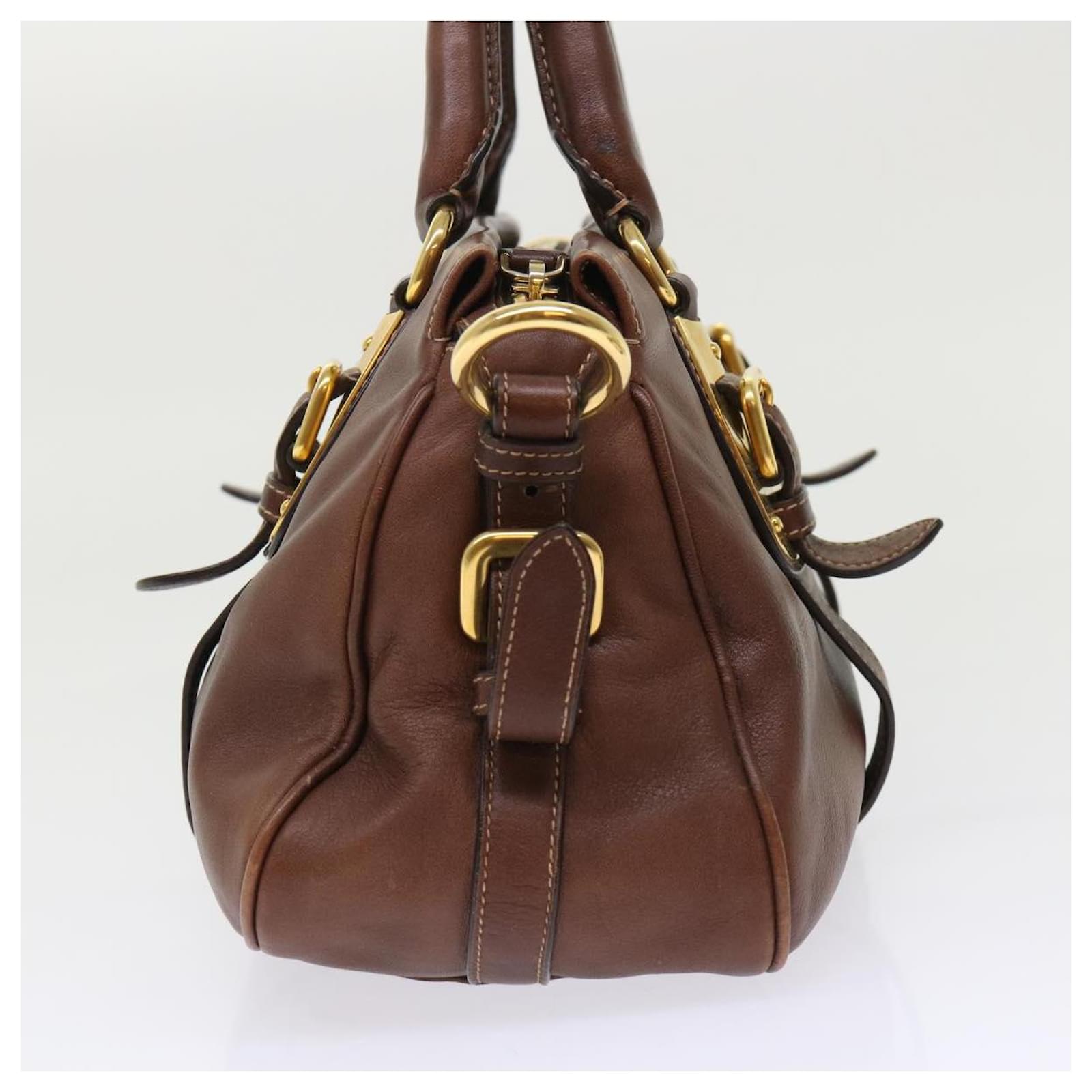PRADA Hand Bag Leather 2way Brown Auth ki3278 ref.1031619 - Joli