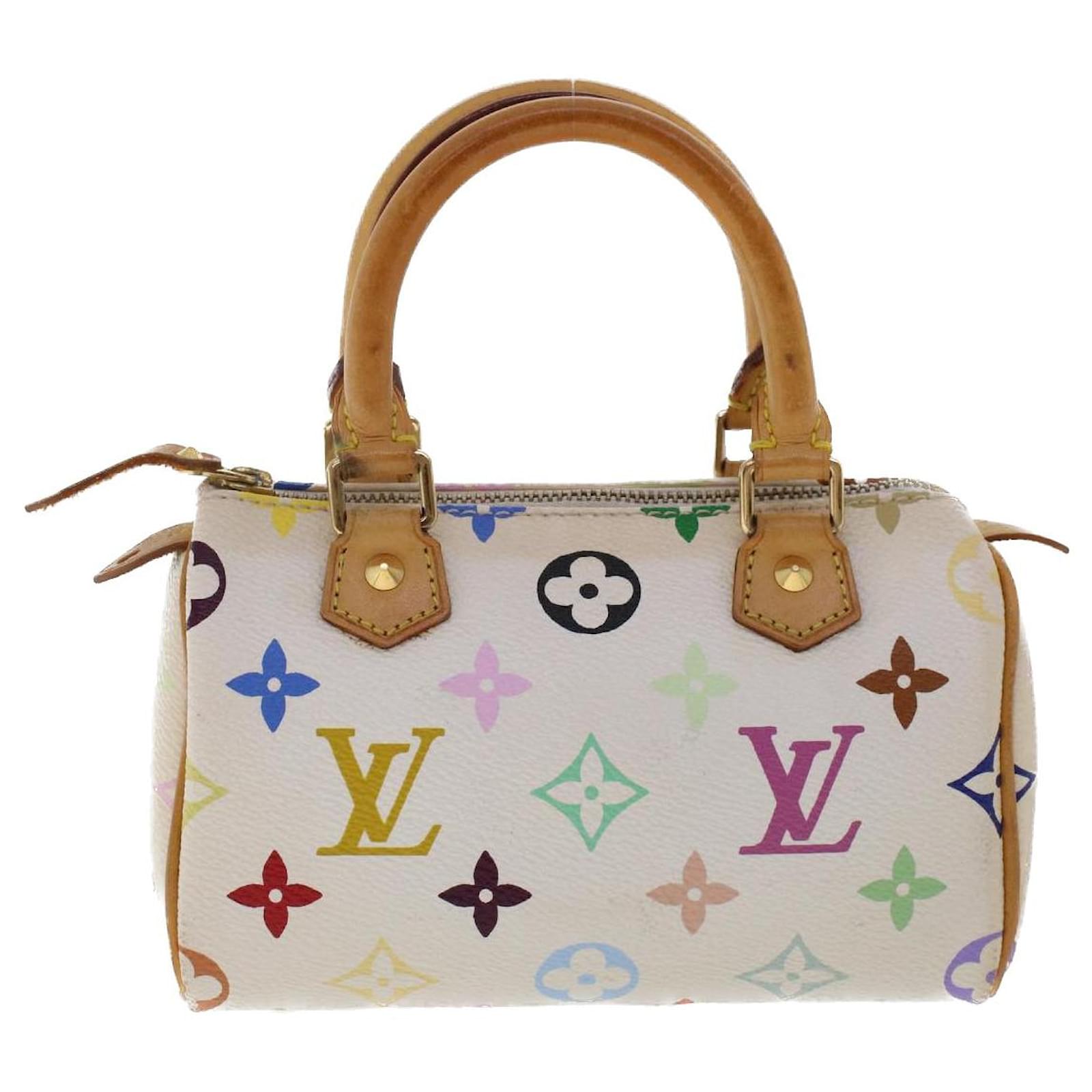 Louis Vuitton, Bags, Louis Vuitton Monogram Multicolor Mini Speedy Hand  Bag White M92645 Auth Am548g