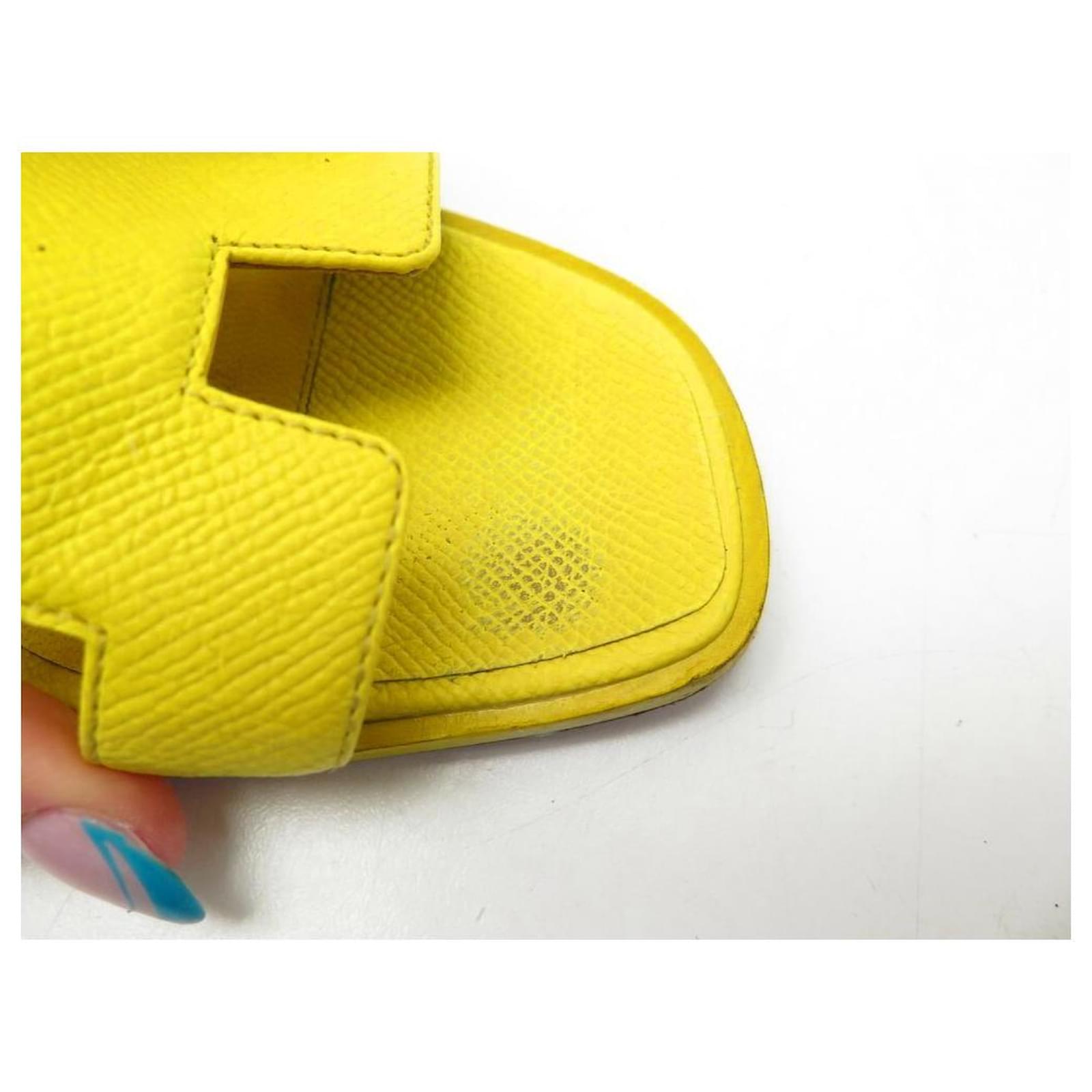 Hermès HERMES SHOES ORAN SANDALS 35 YELLOW EPSOM LEATHER LEATHER