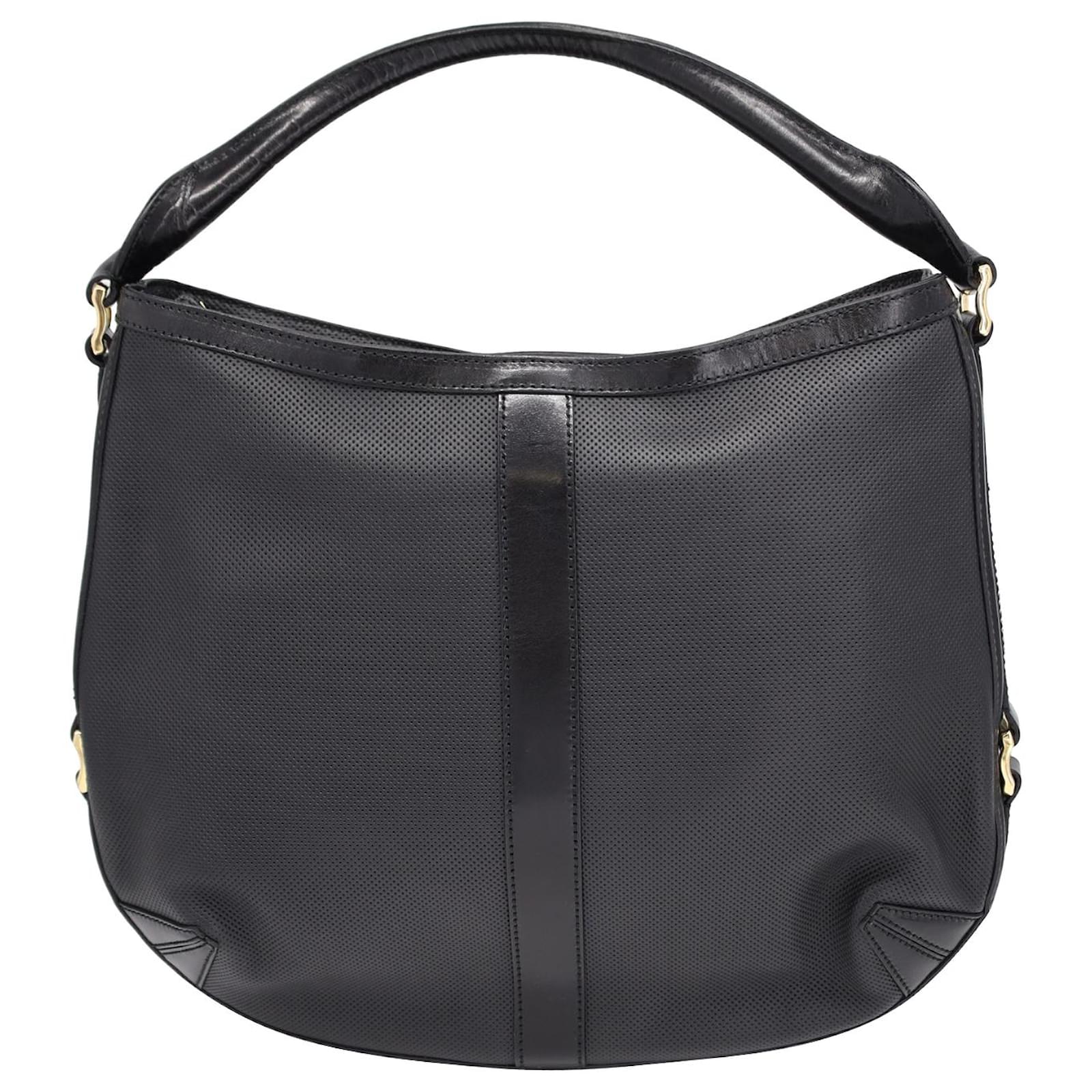 Burberry black leather hobo bag discount