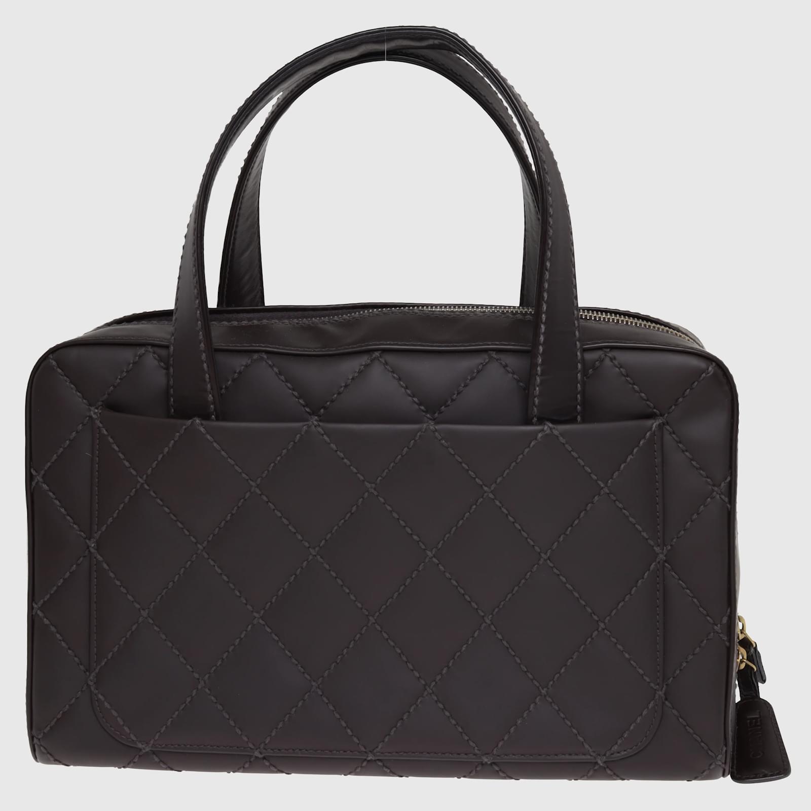 Chanel Dark Brown Quilted CC Wild Stitch Bowling Bag Leather ref.1035611 -  Joli Closet