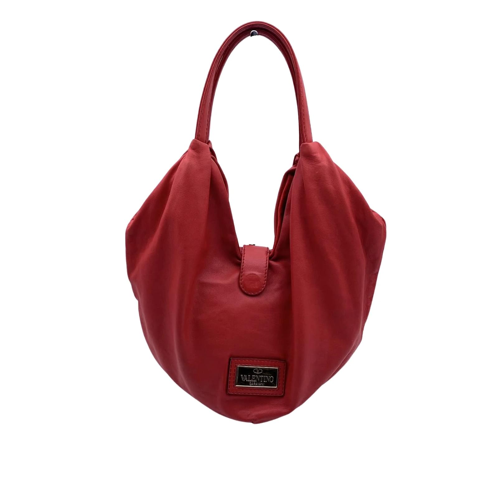 Valentino Garavani Red Nappa Leather 360 Bow Hobo Slouchy Bag ref