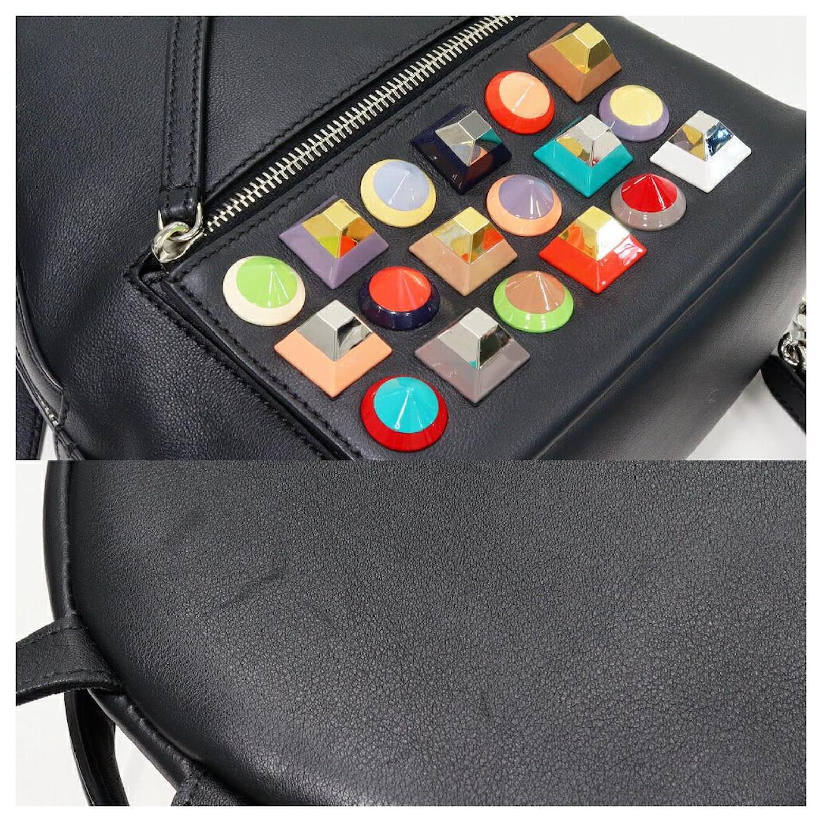 Fendi Leather Pyramid Studded Mini Backpack 8BZ038 Black
