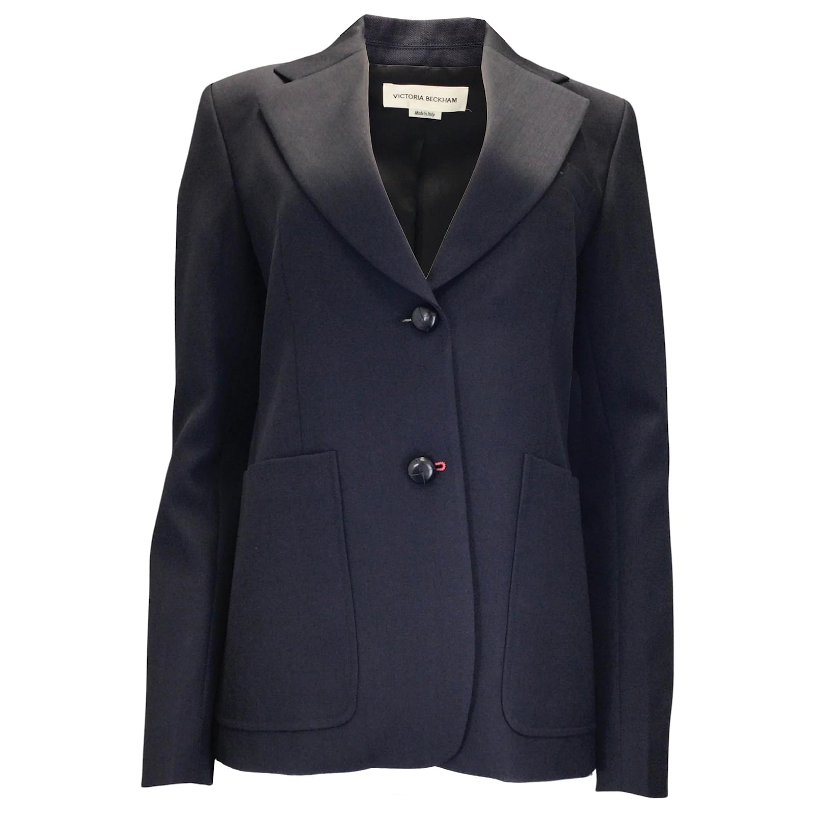 Victoria Beckham Navy Blue Two-Button Wool Blazer ref.1039319 - Joli Closet