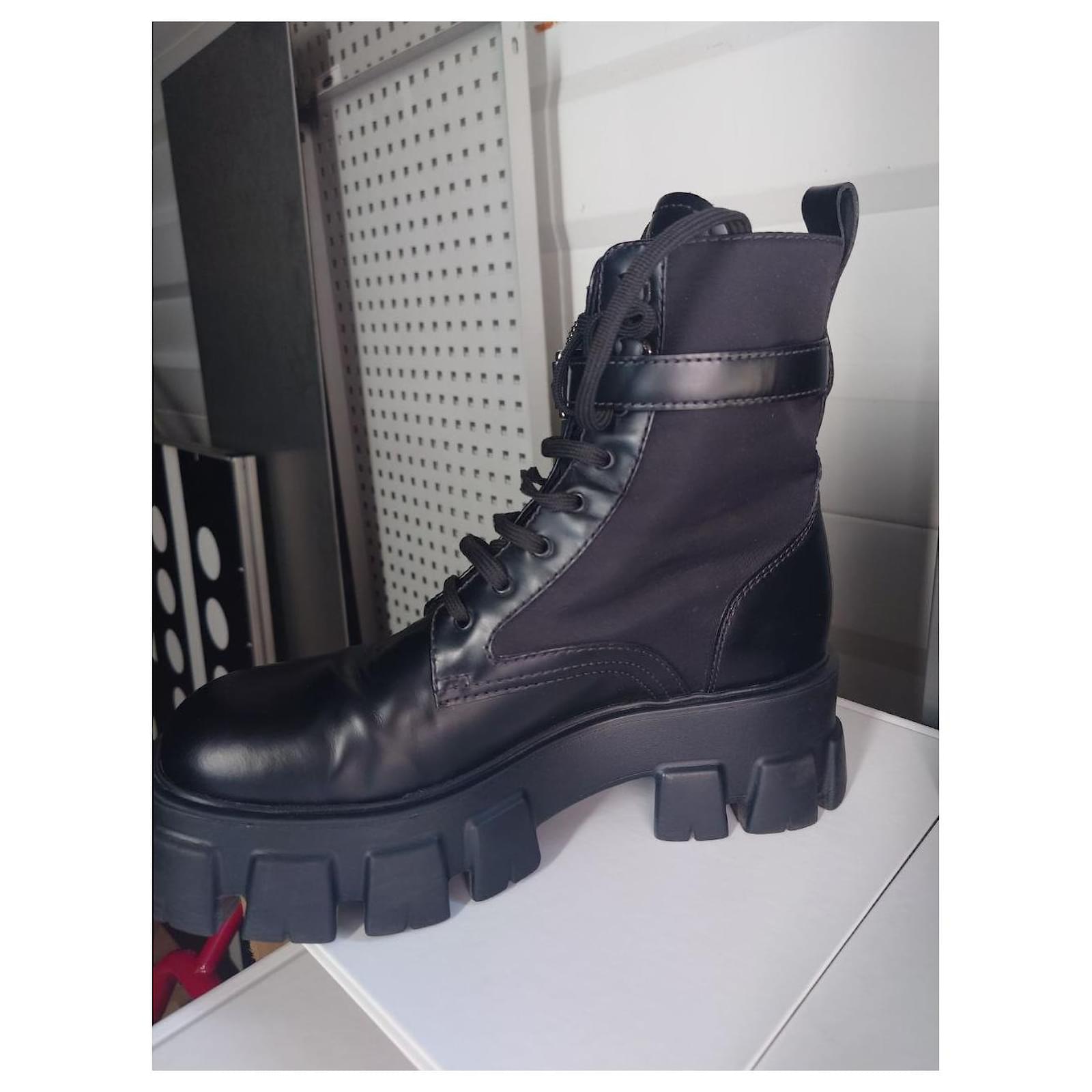 Prada Monolith with Side Pocket Ankle Boot Size US Black