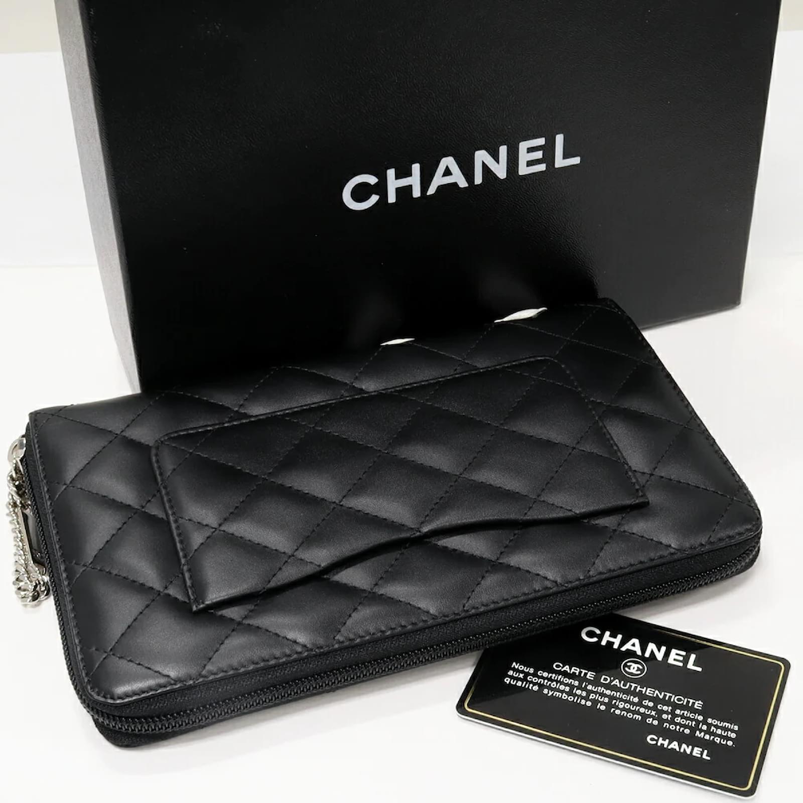 Chanel Cambon Quilted Leather Zip Around Wallet A26710 Black Pony ...