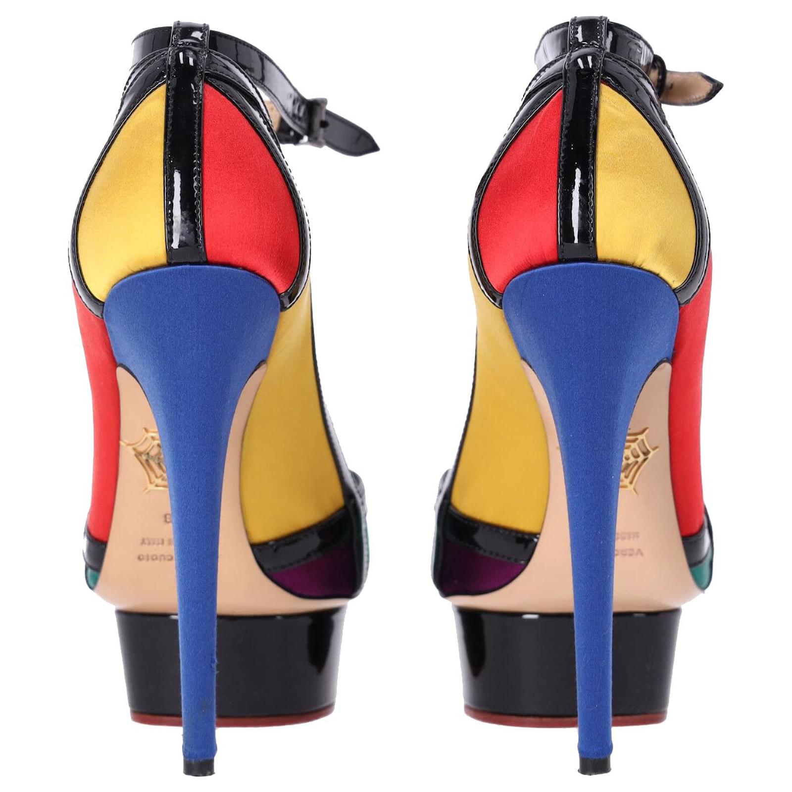 Charlotte Olympia Colorblock Dolly Pumps in Multicolor Satin