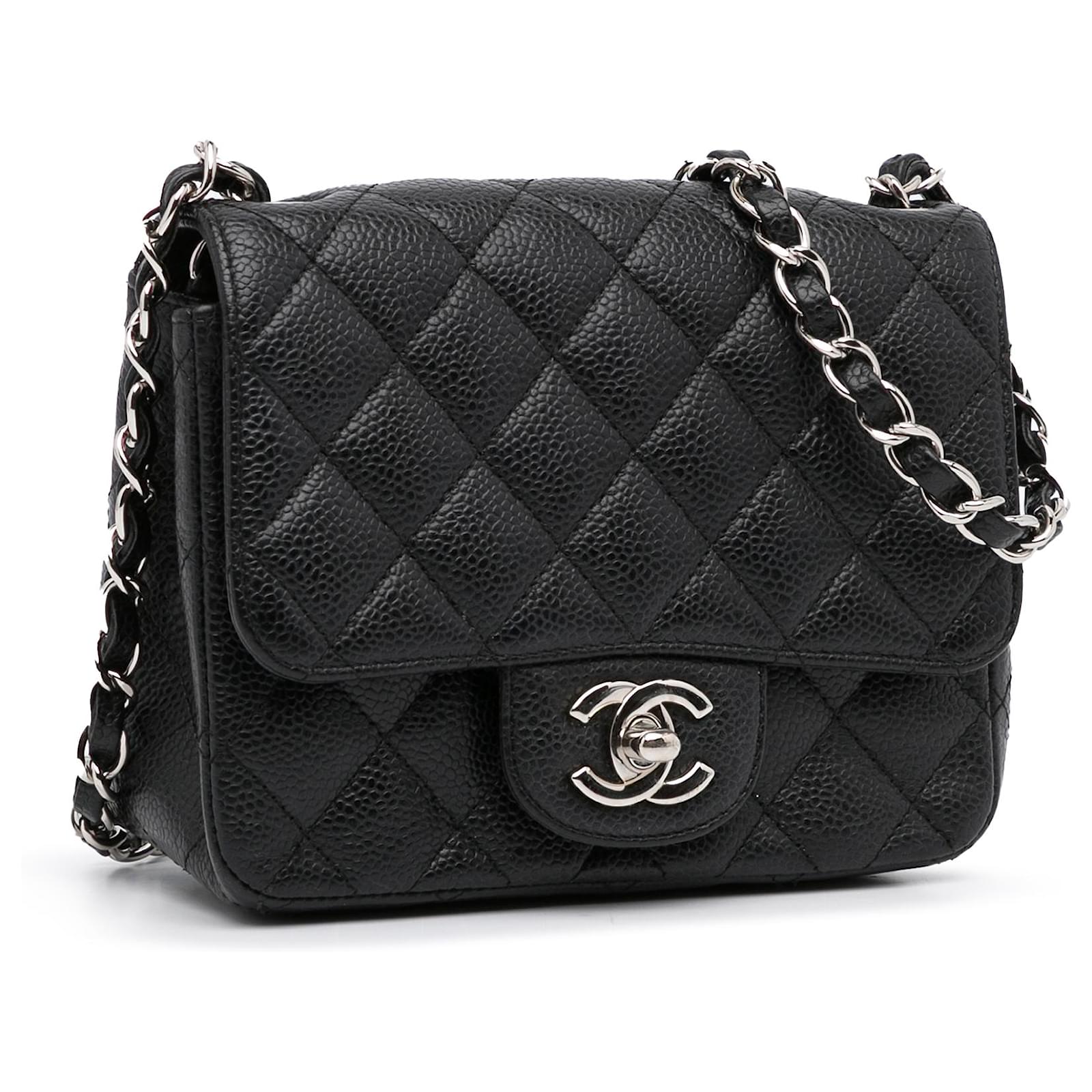 Chanel Black Quilted Caviar Square Mini Classic Flap Bag