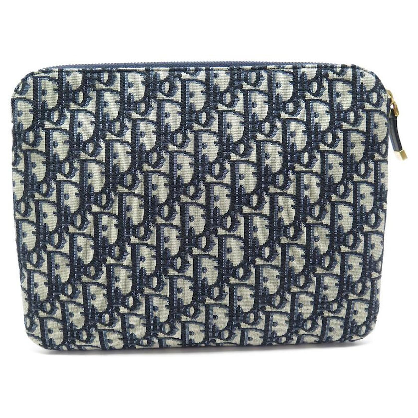 NUOVA POCHETTE DA VIAGGIO CHRISTIAN DIOR5519CTZP IN TELA OBLIQUA BLU