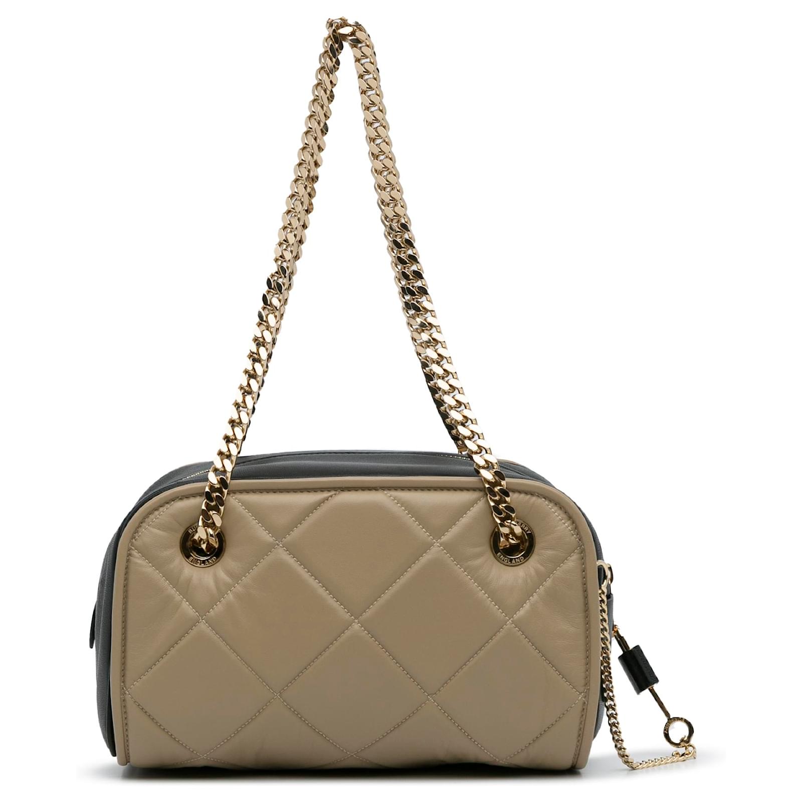 Burberry Sac à bandoulière en chaîne cube matelassé marron Cuir