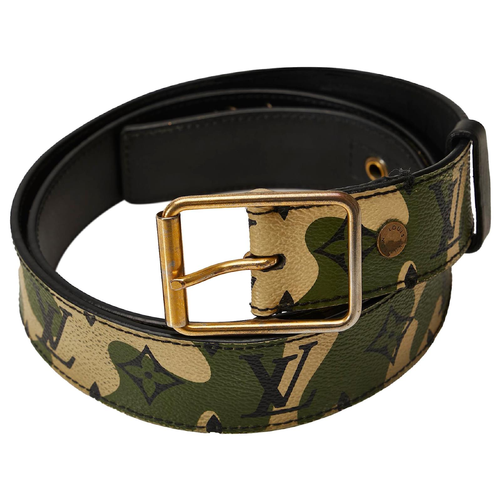 Louis Vuitton Green Takashi Murakami Monogramouflage Belt Cloth Pony style calfskin ref.1043299 Joli Closet