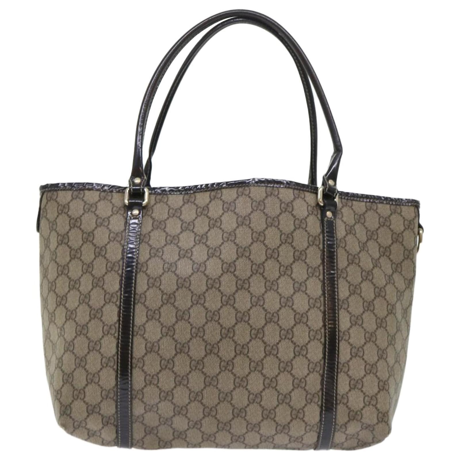 GUCCI GG Canvas Tote Bag PVC Leather Beige 197953 Auth ar10063 ref