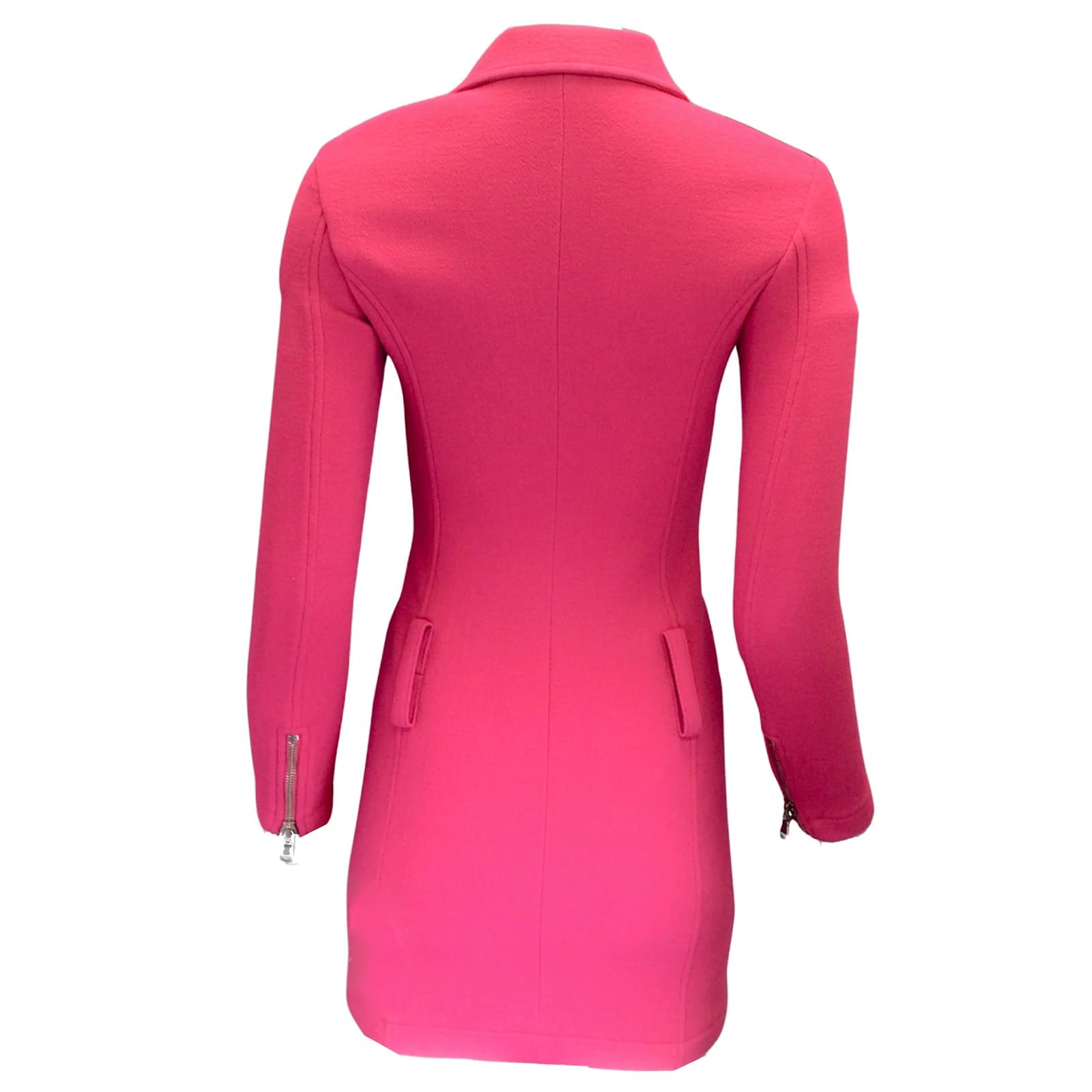 Moschino Couture Hot Pink 2018 Wool Moto Jacket Dress ref