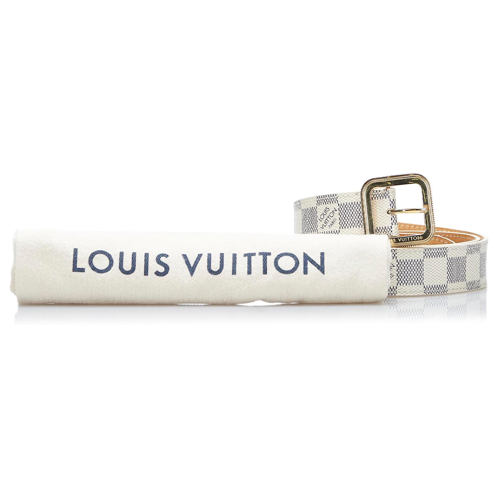 Cintura Louis Vuitton Damier Azur bianca Bianco Blu Tela Metallo ref.177989  - Joli Closet