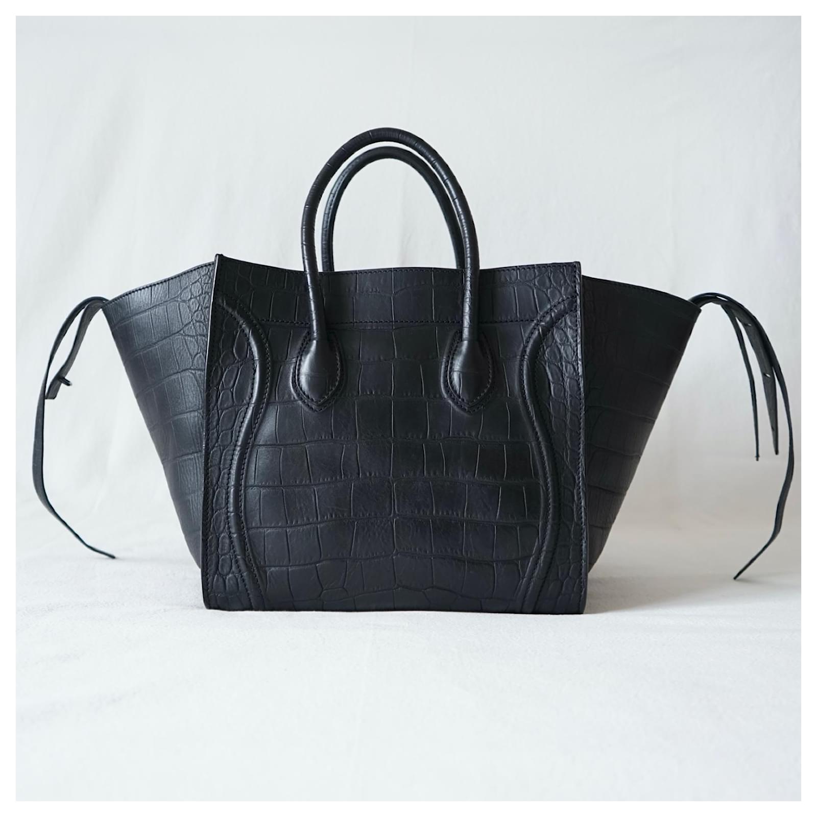 Céline Celine Luggage Phantom by Phoebe Philo Black Leather