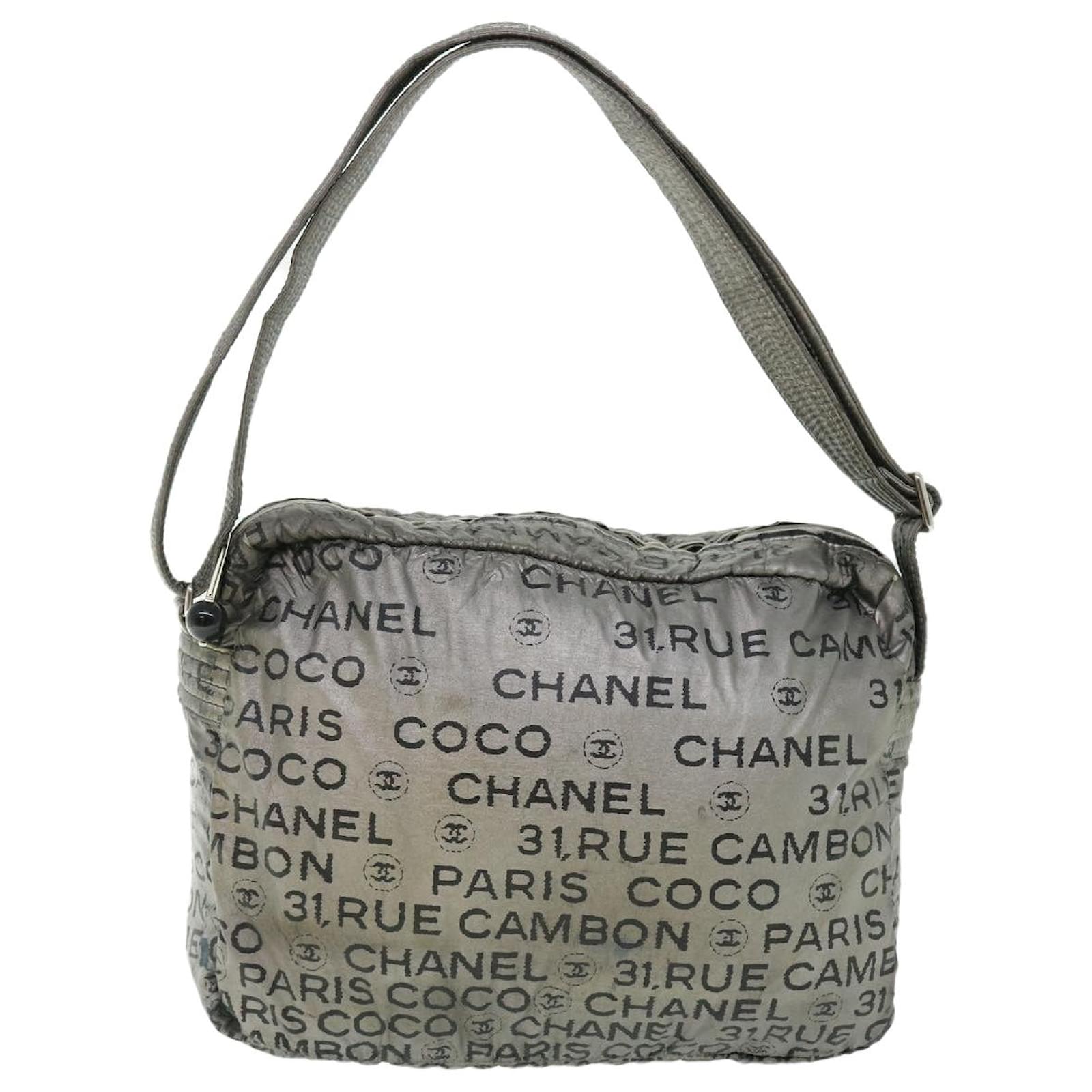 CHANEL Unlimited Shoulder Bag Patent leather Silver CC Auth bs7424