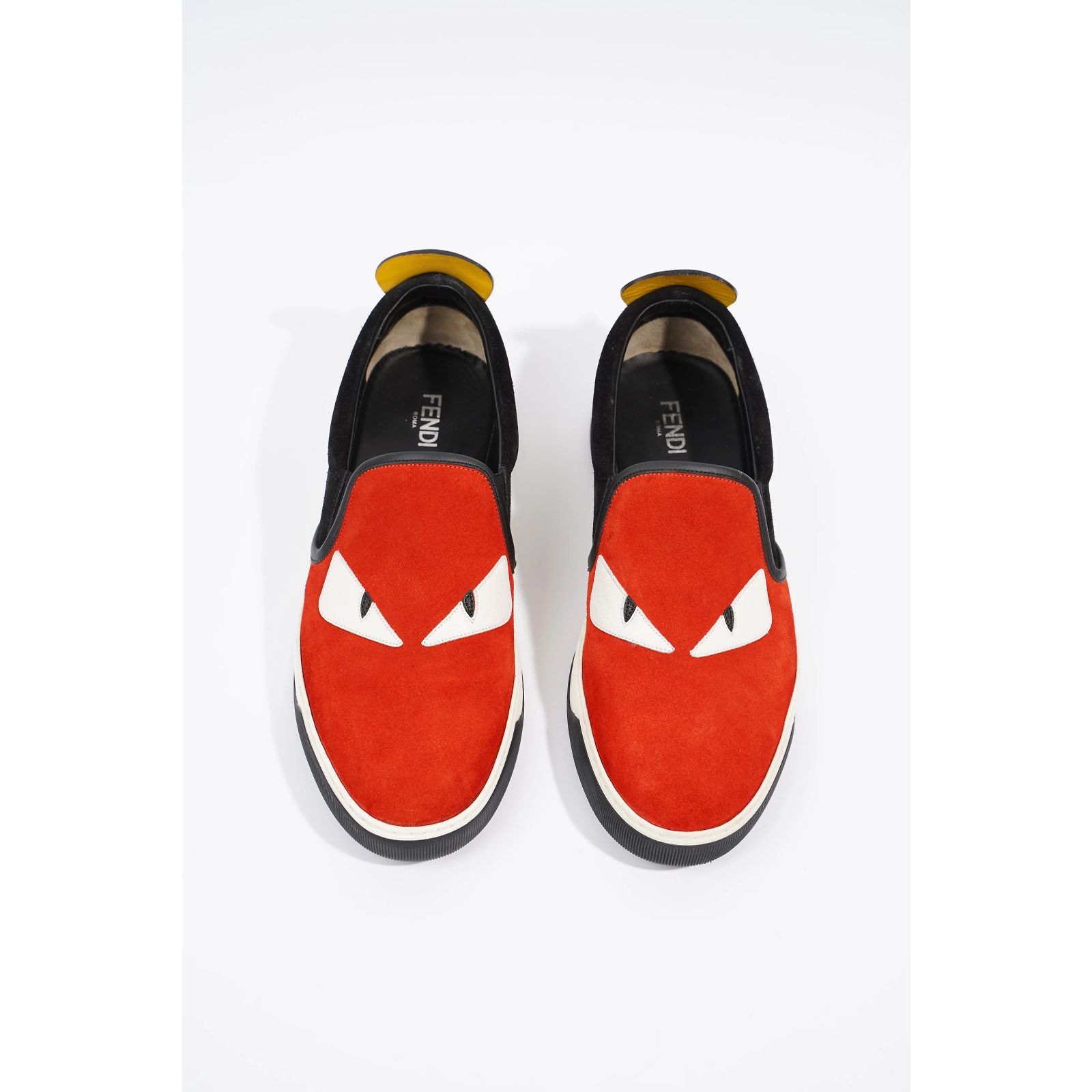 Fendi Black Suede Monster Eye With Studs Fendi Black Suede and Leather Monster Eyes Slip On Sneakers  main image 2
