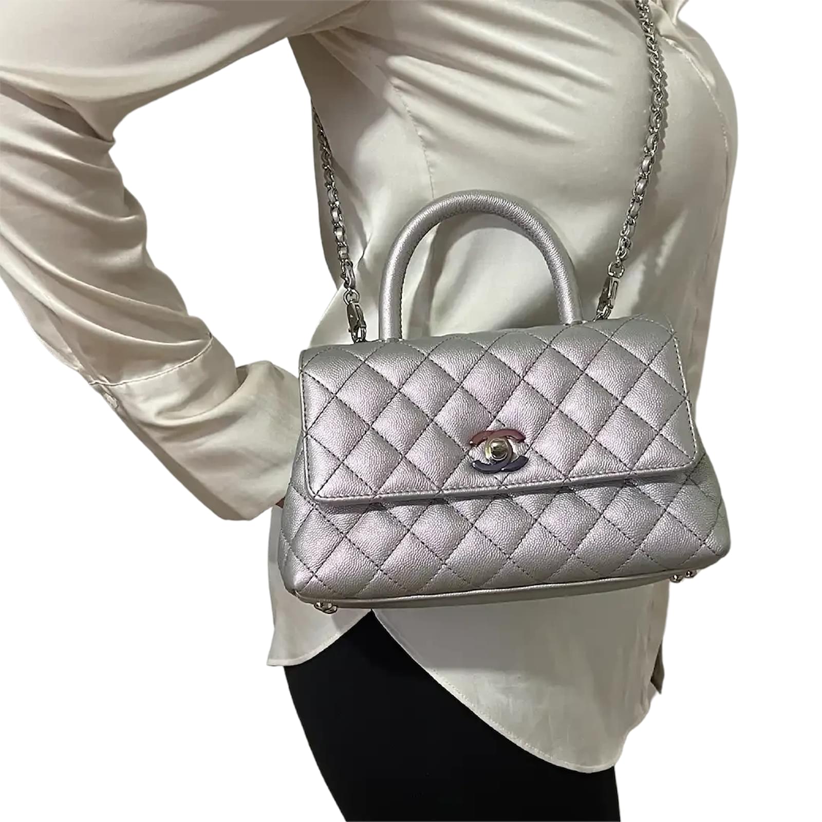 Chanel Coco Handle Bag Mini Iridescent purple Kaviarleder Fullset / wi –  Echtheitscheck