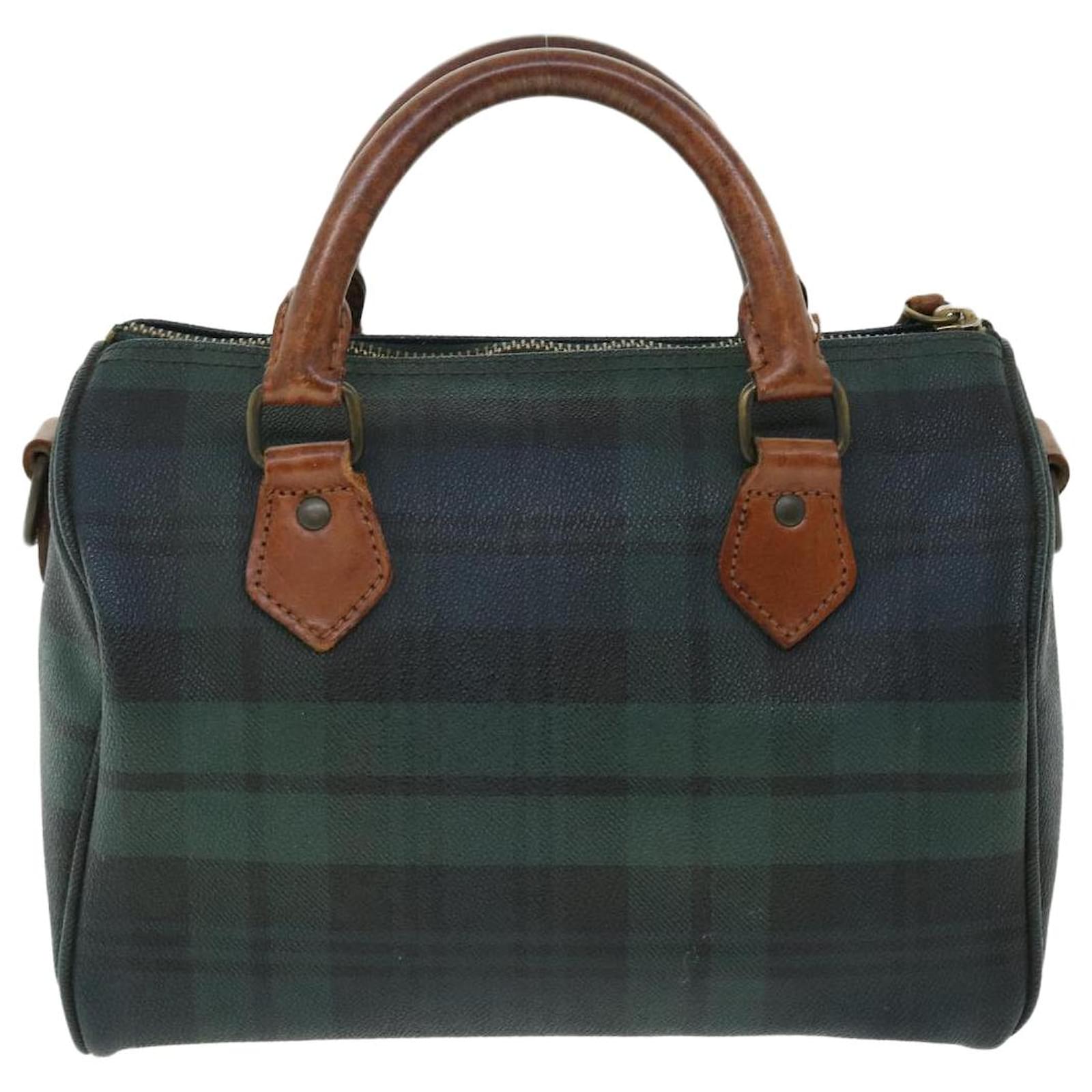 Autre Marque Poro Ralph Lauren Plaid Pattern Hand Bag PVC Leather