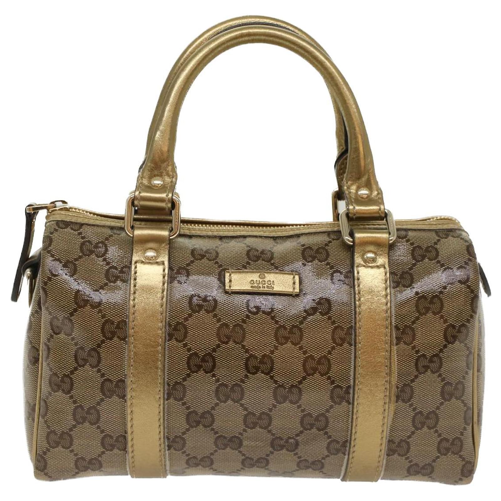 Gold GG Crystal Canvas Joy Boston Handbag