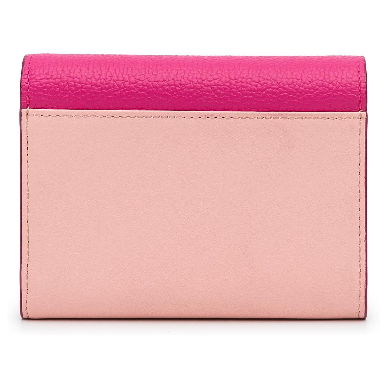 MCM Pink Visetos Colorblock Love Trifold Wallet Leather Pony-style
