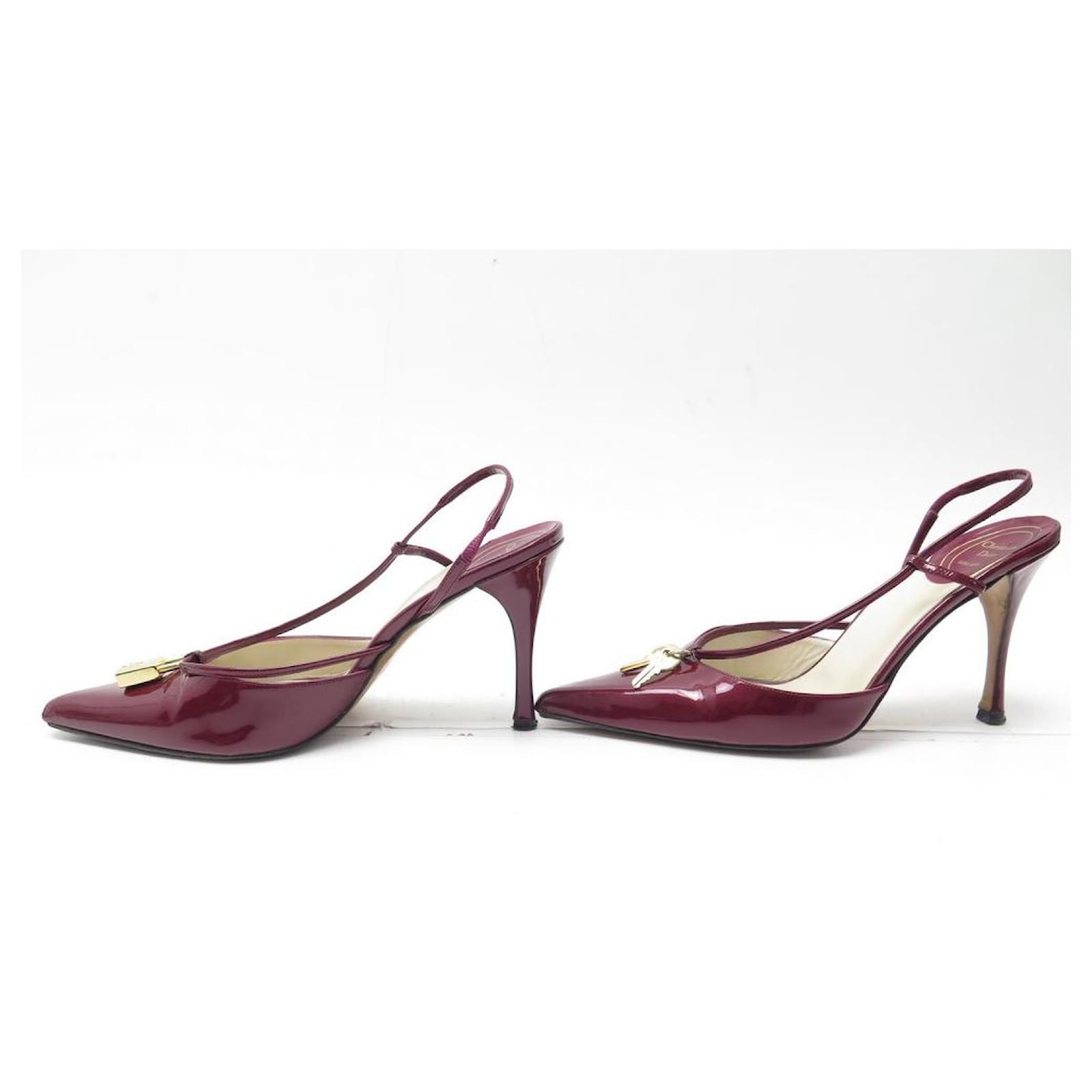 CHRISTIAN DIOR SHOES PADLOCK KEY PUMPS 40.5 LEATHER LOCK & KEY