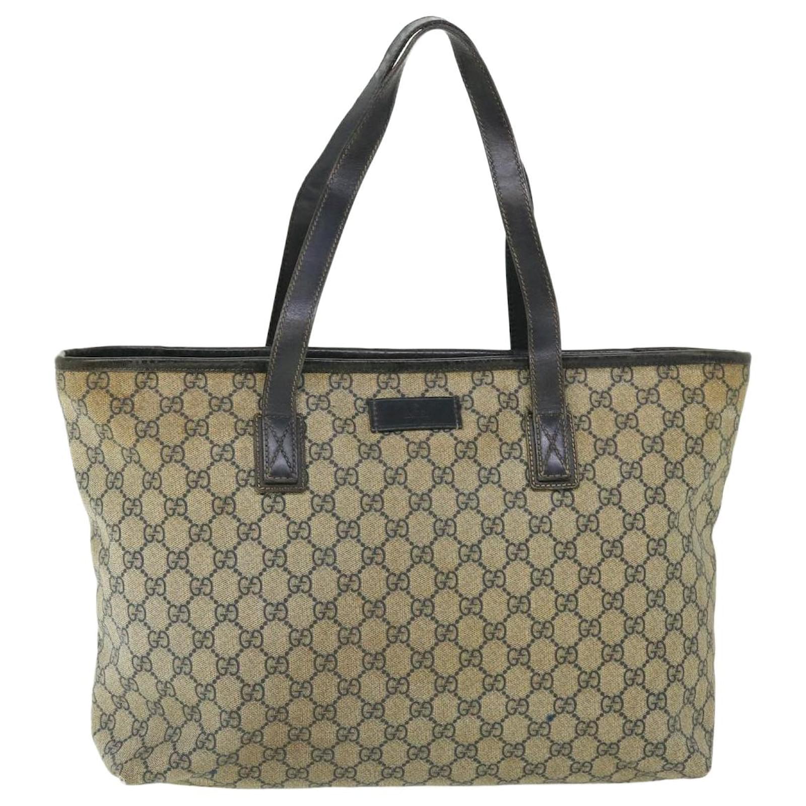 バッグ Gucci Shopper Tote Bag GG Navy 211137 GUCCI GG Canvas Tote Bag PVC Leather Navy Beige 211137 auth 51642