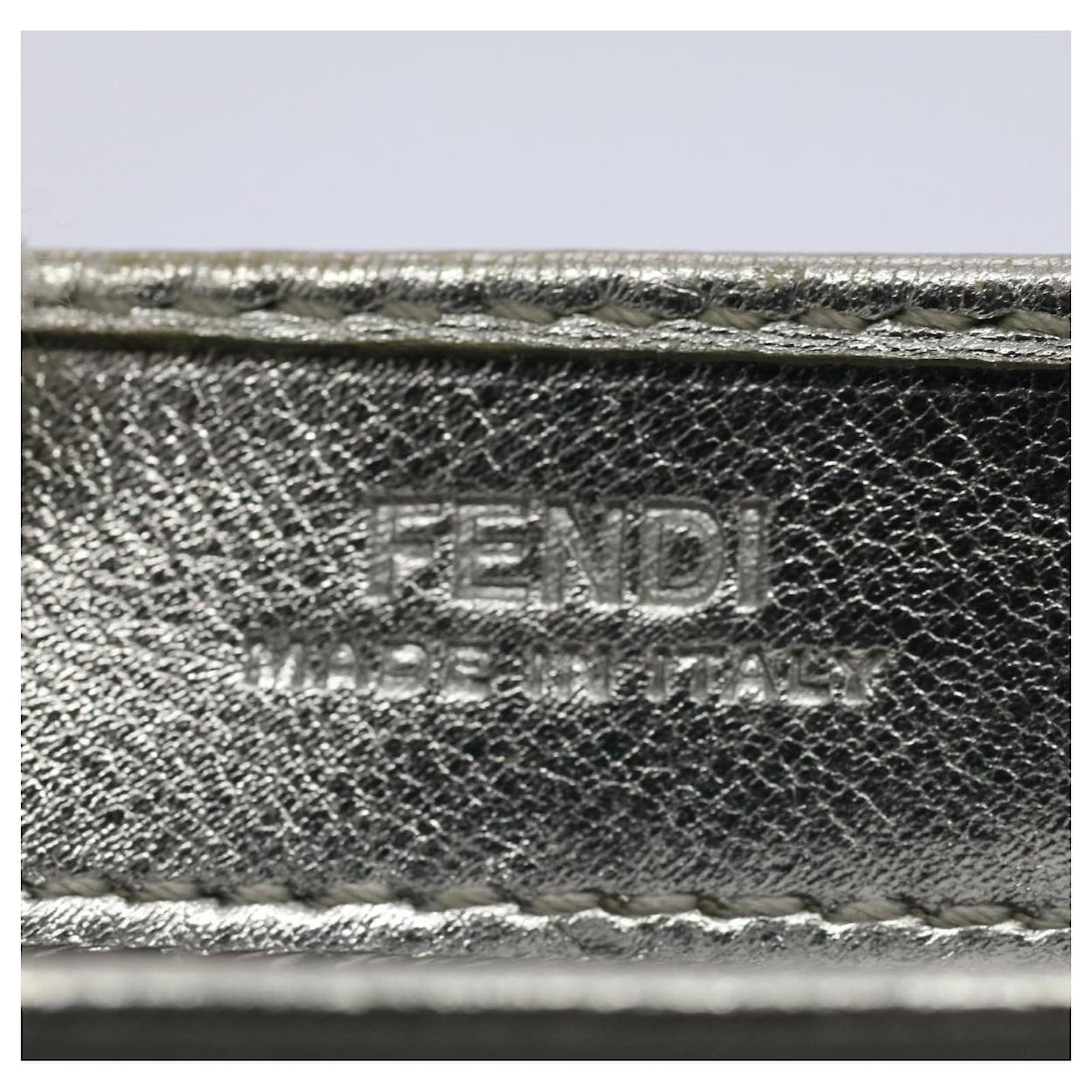 FENDI Zucca Canvas Mamma Baguette Long Wallet Silver Auth 52170