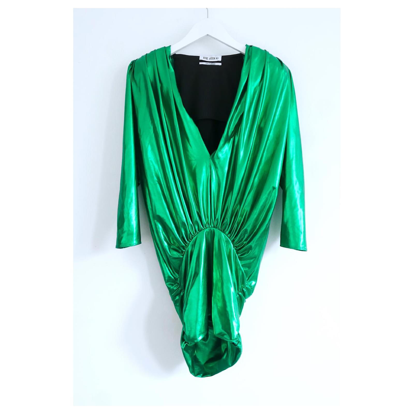 The Attico green stretch lame mini dress Polyester ref.JC1049939 (Sold) - Joli Closet The Attico green stretch lame mini dress Polyester ref.JC1049939 (Sold) - Joli Closet